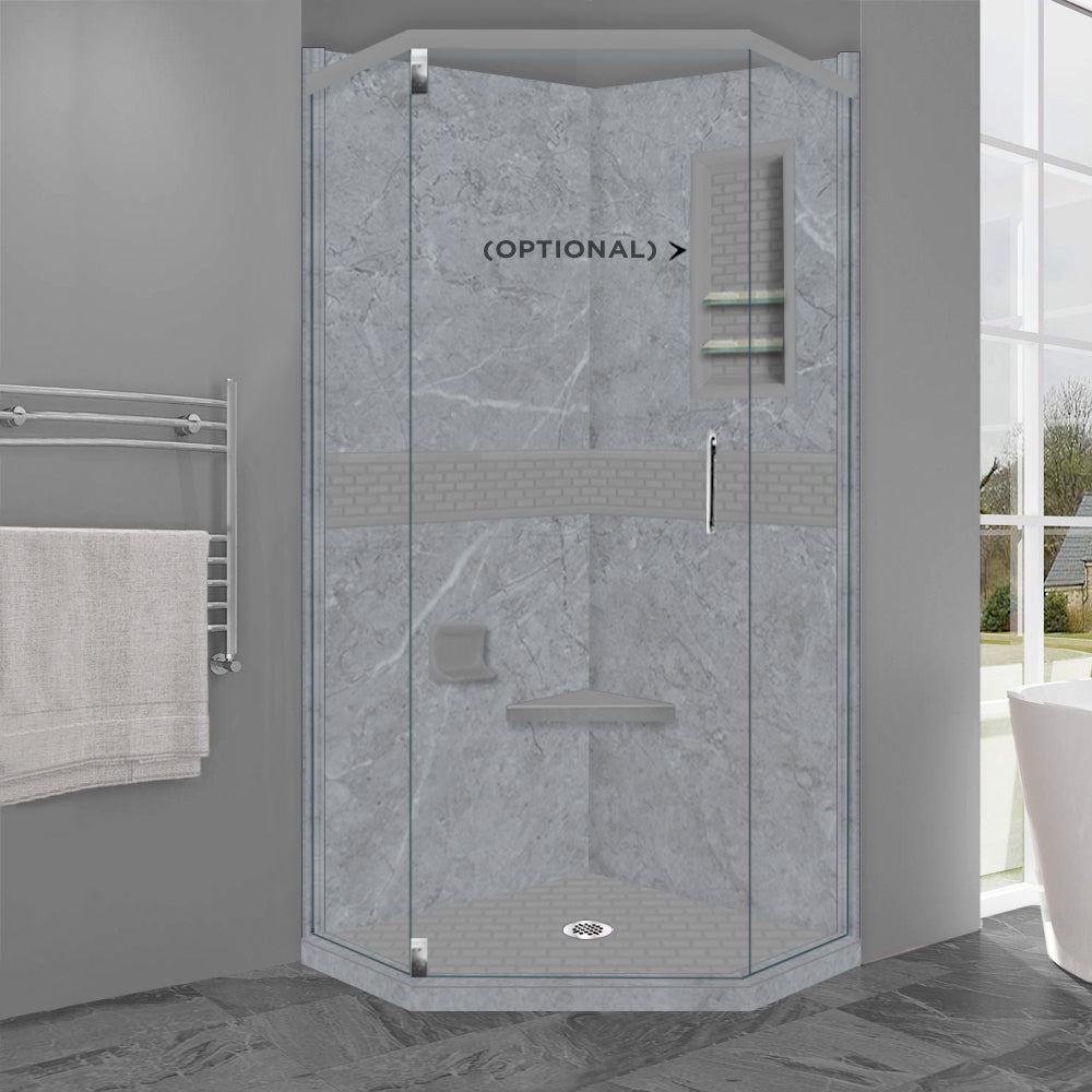 Grio Marble Classic Neo Frameless Shower Enclosure Kit - Waterproof Bathroom Upgrade for Modern Homes & Luxury Hotels