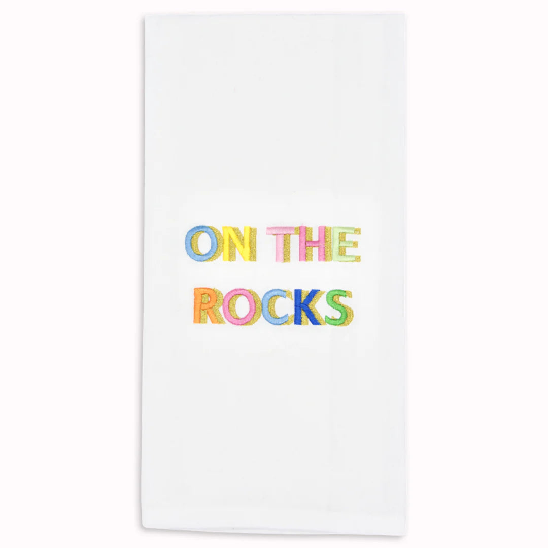 Lynen On The Rocks Tea Towel - Premium Absorbent Kitchen Towel for Dishes, Glassware & Bar Use - Perfect for Cocktail Making, Wine Tasting & Home Decor