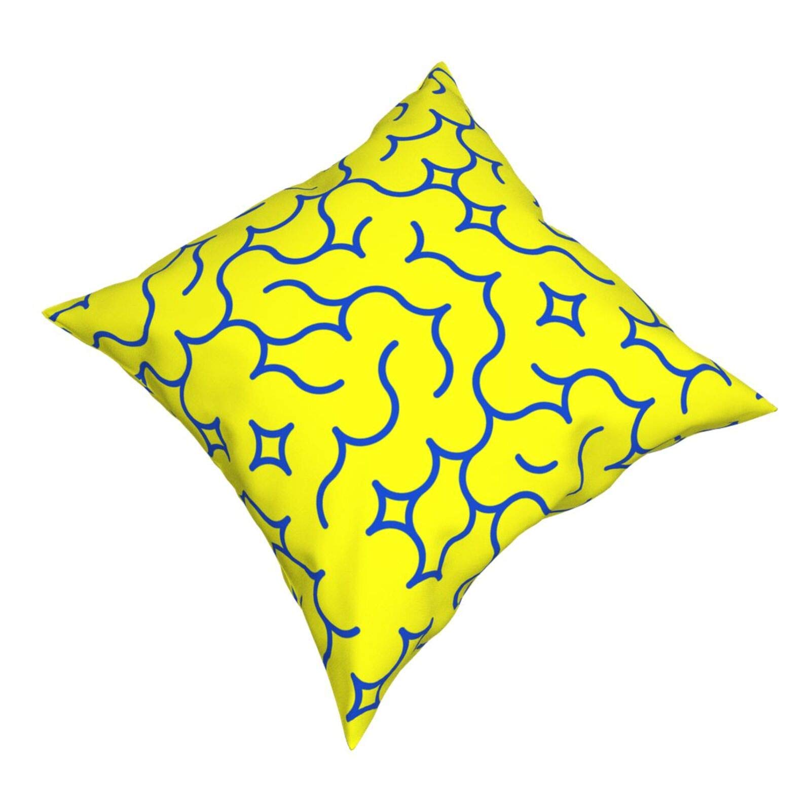 Blue and Yellow Geometric Arc Pattern Pillow Covers 18x18 Inch - Modern Decorative Throw Pillow Cases for Sofa, Bed, Couch & Outdoor Use - Perfect for Living Room, Patio, Car and Home Decor