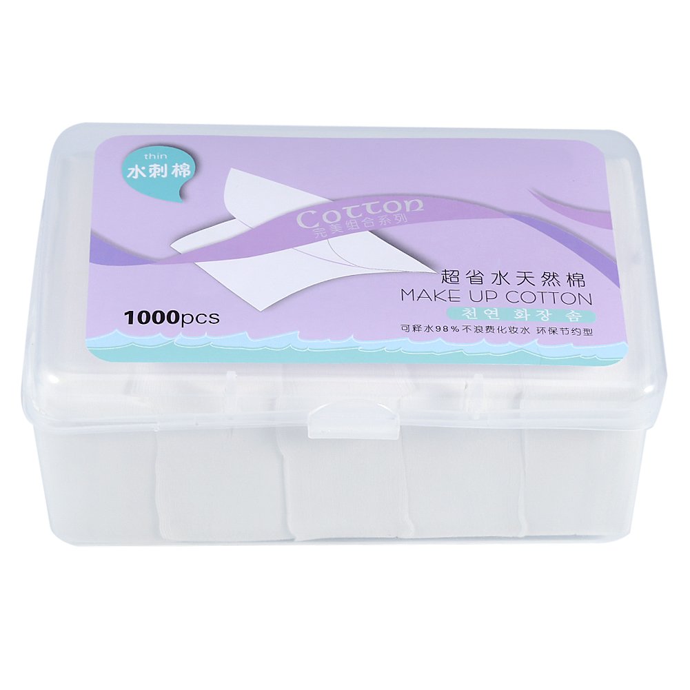 1000Pcs Soft Cotton Facial Pads for Makeup Removal & Nail Polish - Gentle Cleansing Wipes with Storage Box - Perfect for Daily Skincare, Travel & Salon Use