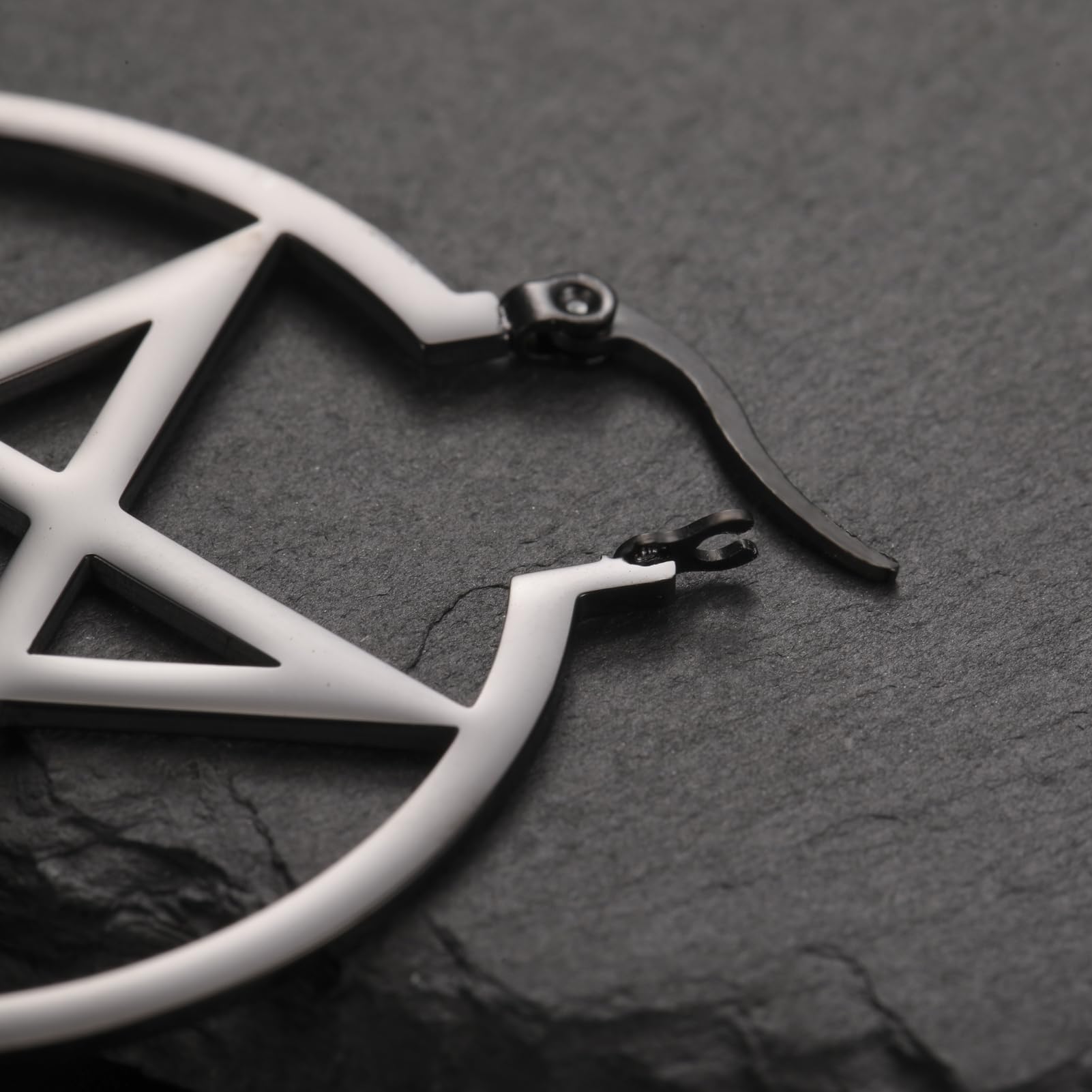 LIKGREAT Large Pentagram Earrings for Women - Gothic Pentacle Buckle Hoop Earrings - Wiccan Pagan Jewelry - Perfect for Halloween Parties, Witchy Aesthetic & Boho Fashion