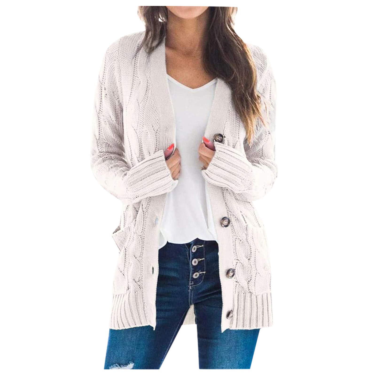 GFPGNDFHG Women's Open Front Knit Cardigan - Long Batwing Sleeve Oversized Sweater with Chunky Waffle Cable & Boho Pockets | Perfect for Fall Layering, Coffee Dates, and Cozy Home Wear