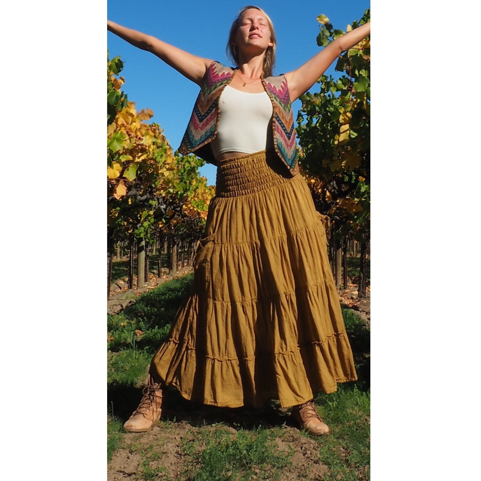Elegant Tiered Maxi Skirt with Pockets - Flowy Long Skirt for Women | Perfect for Beach, Vacation, and Summer Outfits