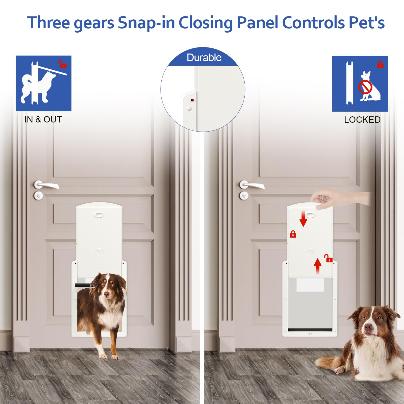 Heavy Duty Large Dog Door with Sliding Lock Panel & Magnetic Flap - White Frame Pet Door for Big Dogs & Medium Pets - Indoor/Outdoor Use for Patio, Garage & Backyard Access