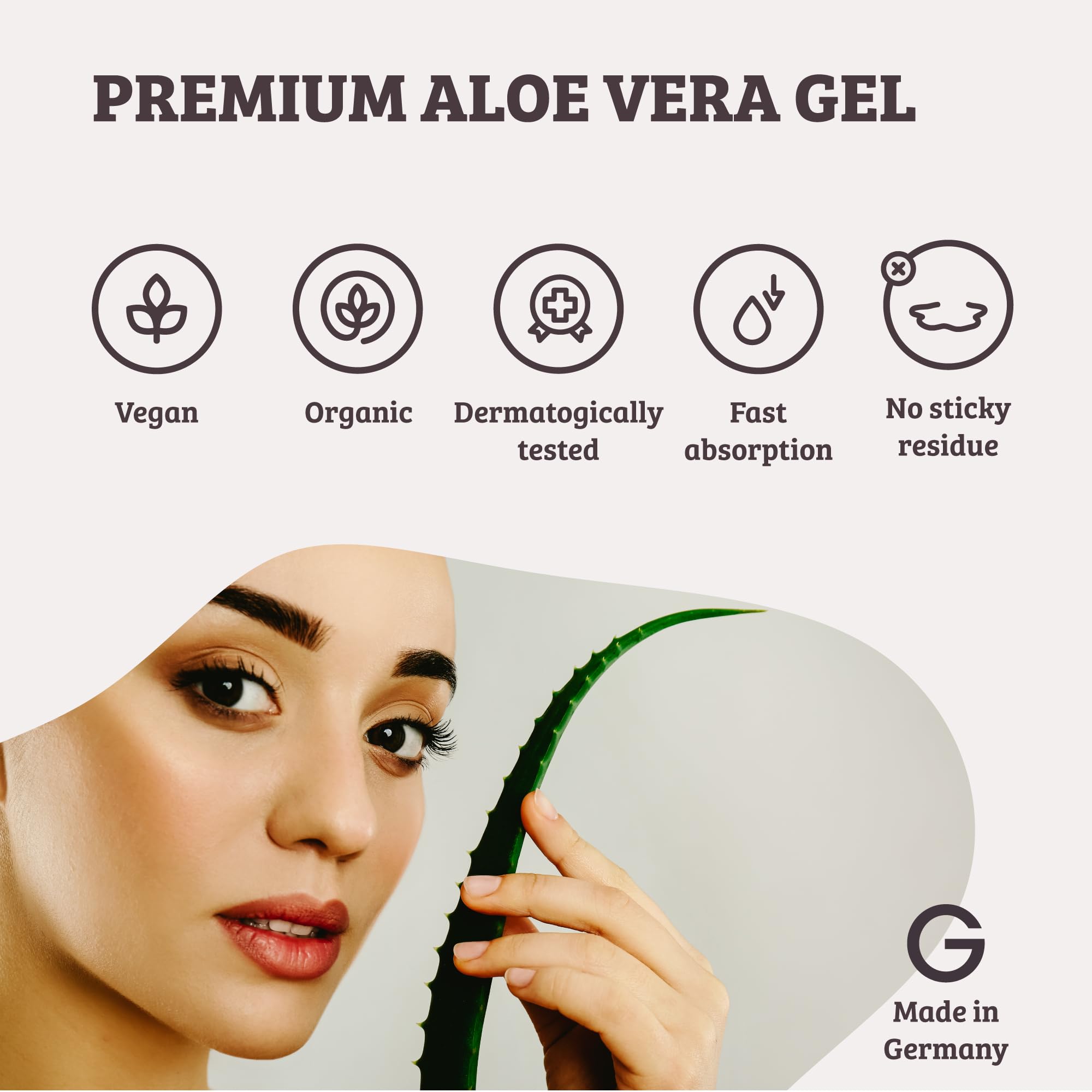 GONATURALS® Pure Organic Aloe Vera Gel for Face, Skin & Hair Care - 250ml Hydrating Moisturizer with Vitamins A, C & E - Soothes Dry, Sensitive & Sunburned Skin - Made in Germany - Perfect for Post-Sun Care, Daily Hydration & Hair Treatment