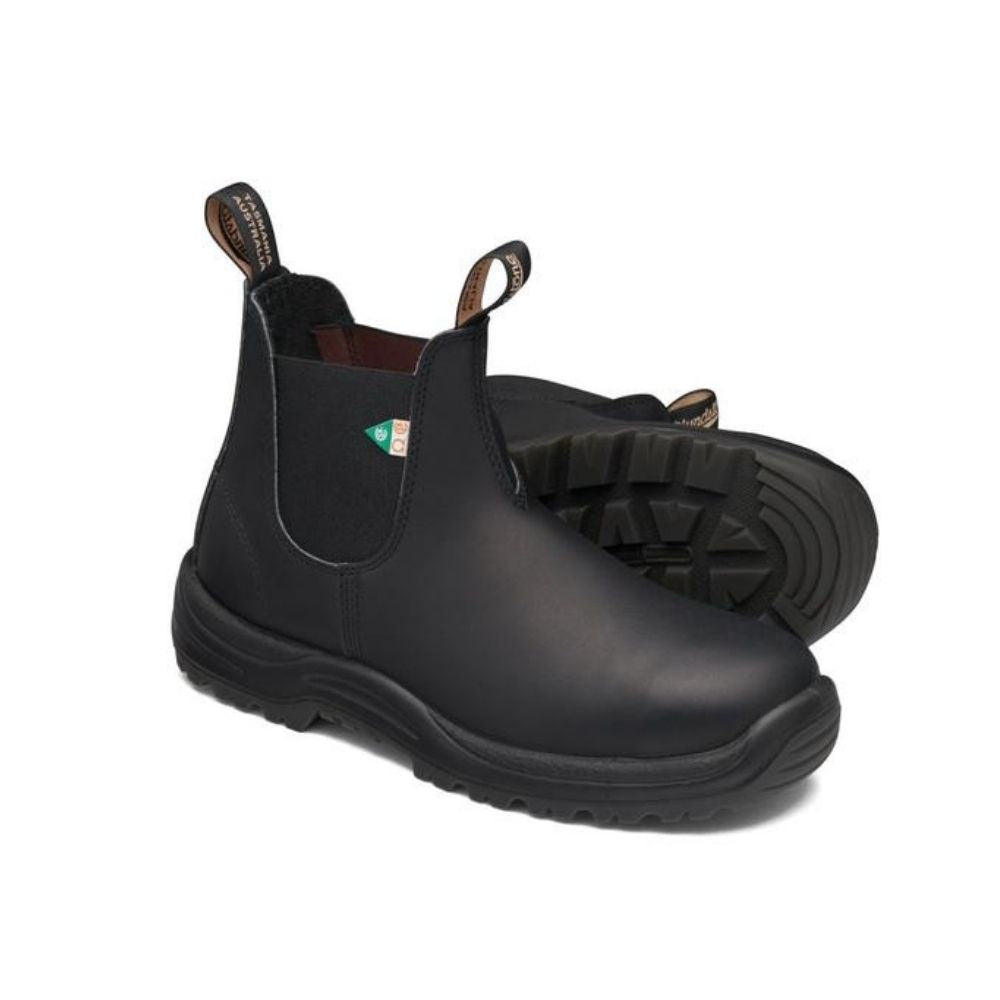 Blundstone 163 Black Unisex Steel Toe Slip-On Work Boots - Safety Shoes for Construction, Warehouse & Outdoor Work