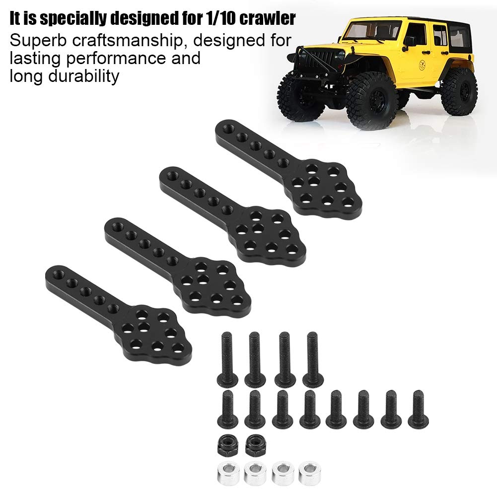 Lantro JS 51mm Adjustable Rear Shock Mount for 1/10 RC Crawler - 2 Colors (Black) - Durable Replacement Part for RC Car Repair & Off-Road Performance Upgrades