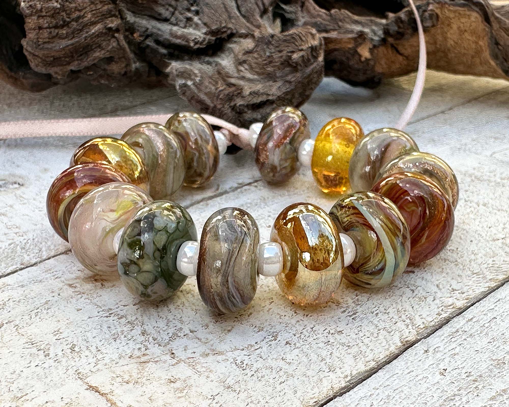 14 Tropical Sunrise Pastel Lampwork Glass Beads Set for Jewelry Making - DIY Bracelet, Necklace & Craft Projects - Perfect for Boho, Beach & Summer Fashion Accessories