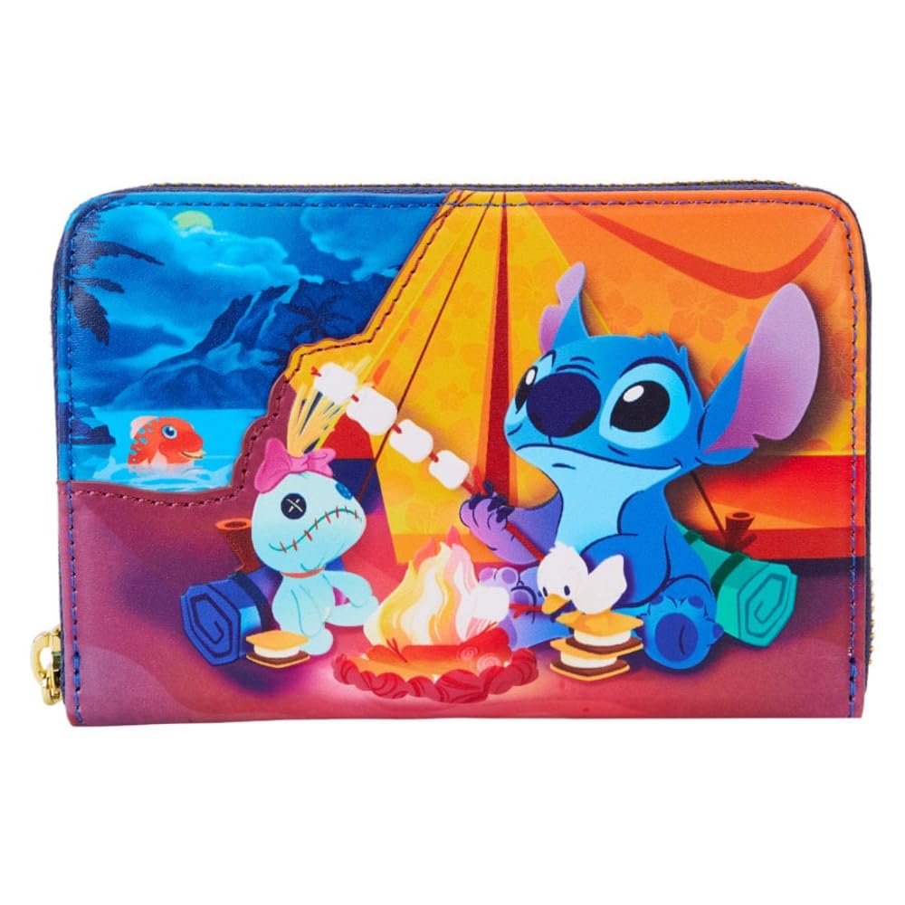 Loungefly Disney Stitch Camping Cuties Zip Around Wallet - Cute Character Wallet for Women & Girls - Perfect for Theme Parks, Travel & Everyday Use