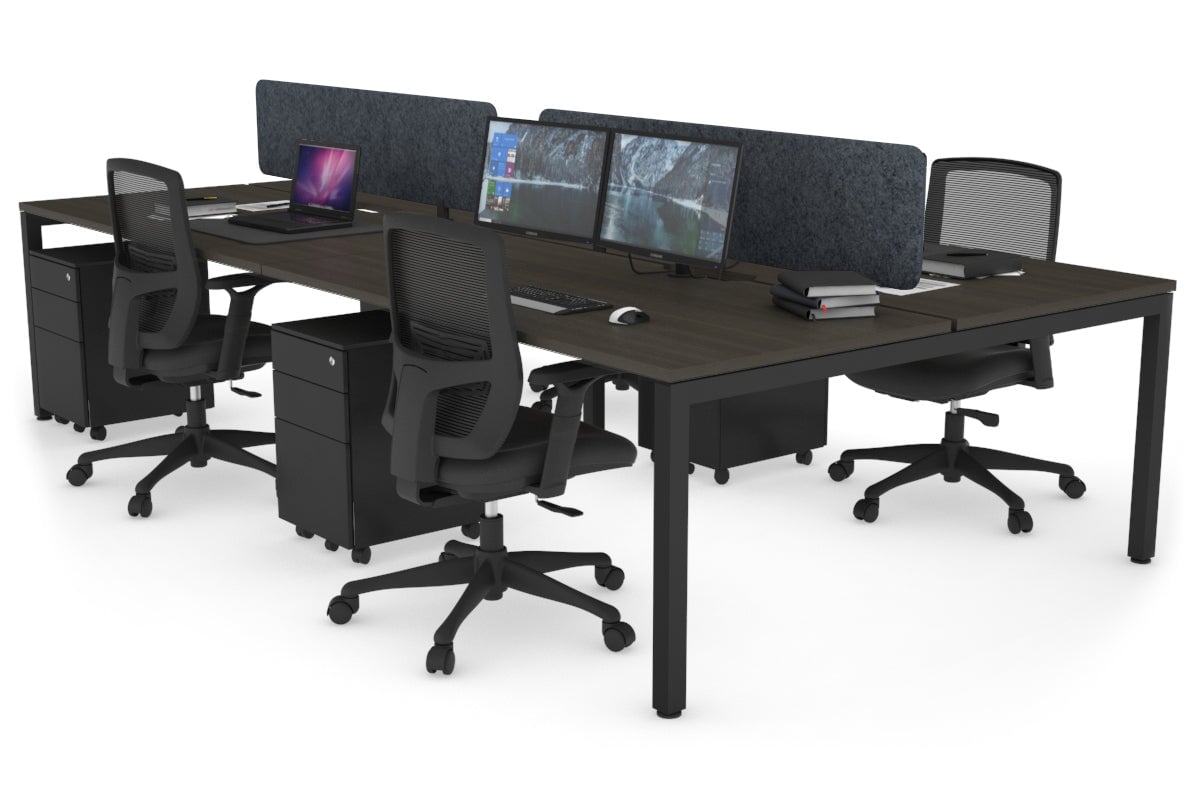 4-Person Office Workstation with Quadro Square Legs - 1800L x 800W Desk with Cable Management Scallop | Perfect for Collaborative Workspaces & Open Office Environments
