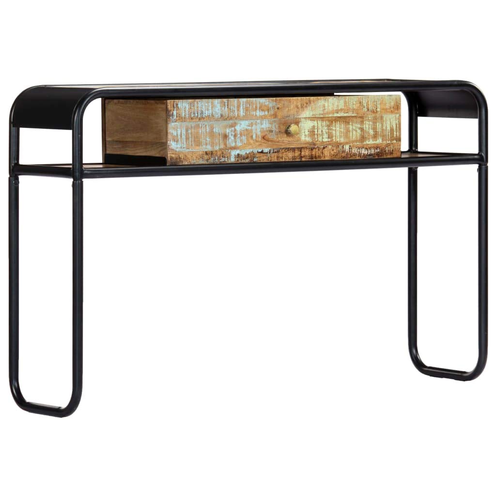 Industrial Wooden Console Table with Drawer & Open Shelves - Metal Frame Sofa Table, Entryway Table, End Table for Living Room, Hallway, Bedroom - Perfect for Small Spaces & Home Decor