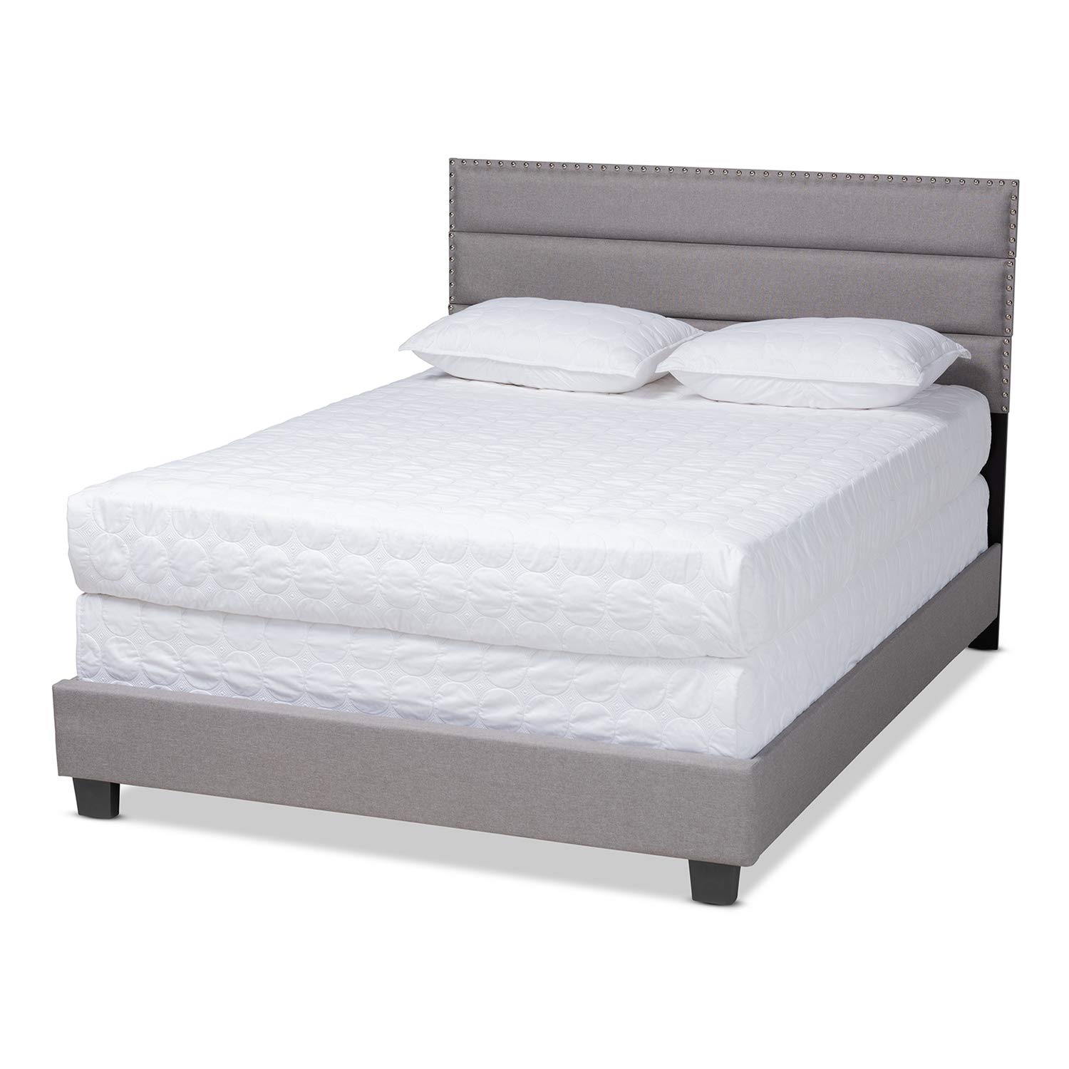 Baxton Studio Ansa Modern Grey Fabric Upholstered Queen Size Bed Frame - Contemporary Platform Bed for Bedroom, Guest Room & Master Suite