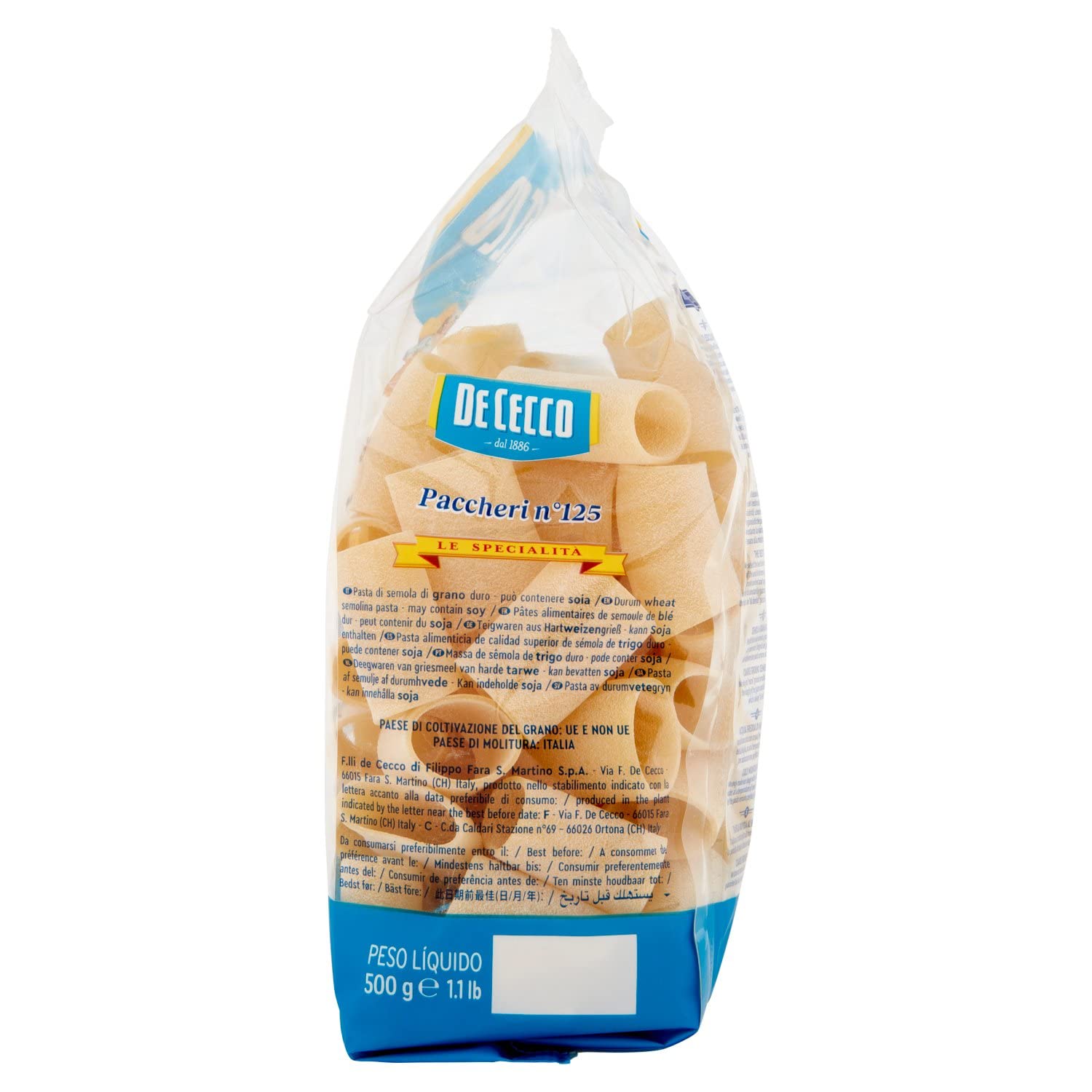 De Cecco Paccheri Pasta 500g - Premium Italian Pasta for Authentic Italian Dishes | Perfect for Pasta Salads, Baked Pasta & Gourmet Meals