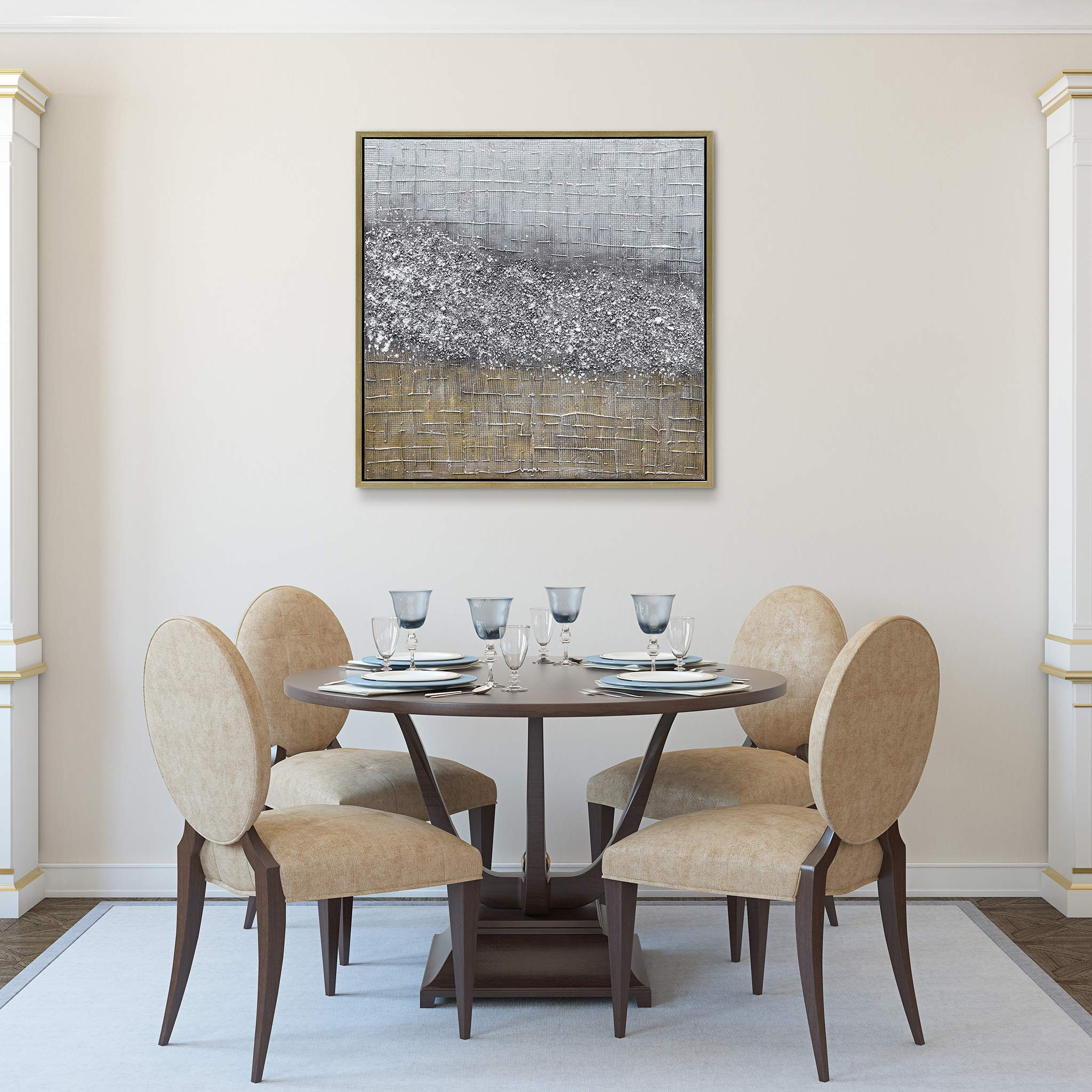 Abstract Wall Art Textured Hand Painted Canvas by Martin Edwards - Gold Framed Modern Painting 36x36 Inches - Perfect for Living Room, Bedroom & Office Decor