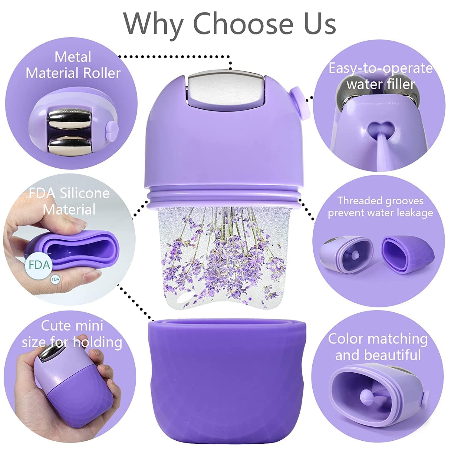 XSKY Ice Roller for Face & Neck Massage - Reusable Cooling Facial Tool to Reduce Puffiness, Tighten Skin & Improve Glow - Perfect for Morning Routine & Post-Workout Recovery