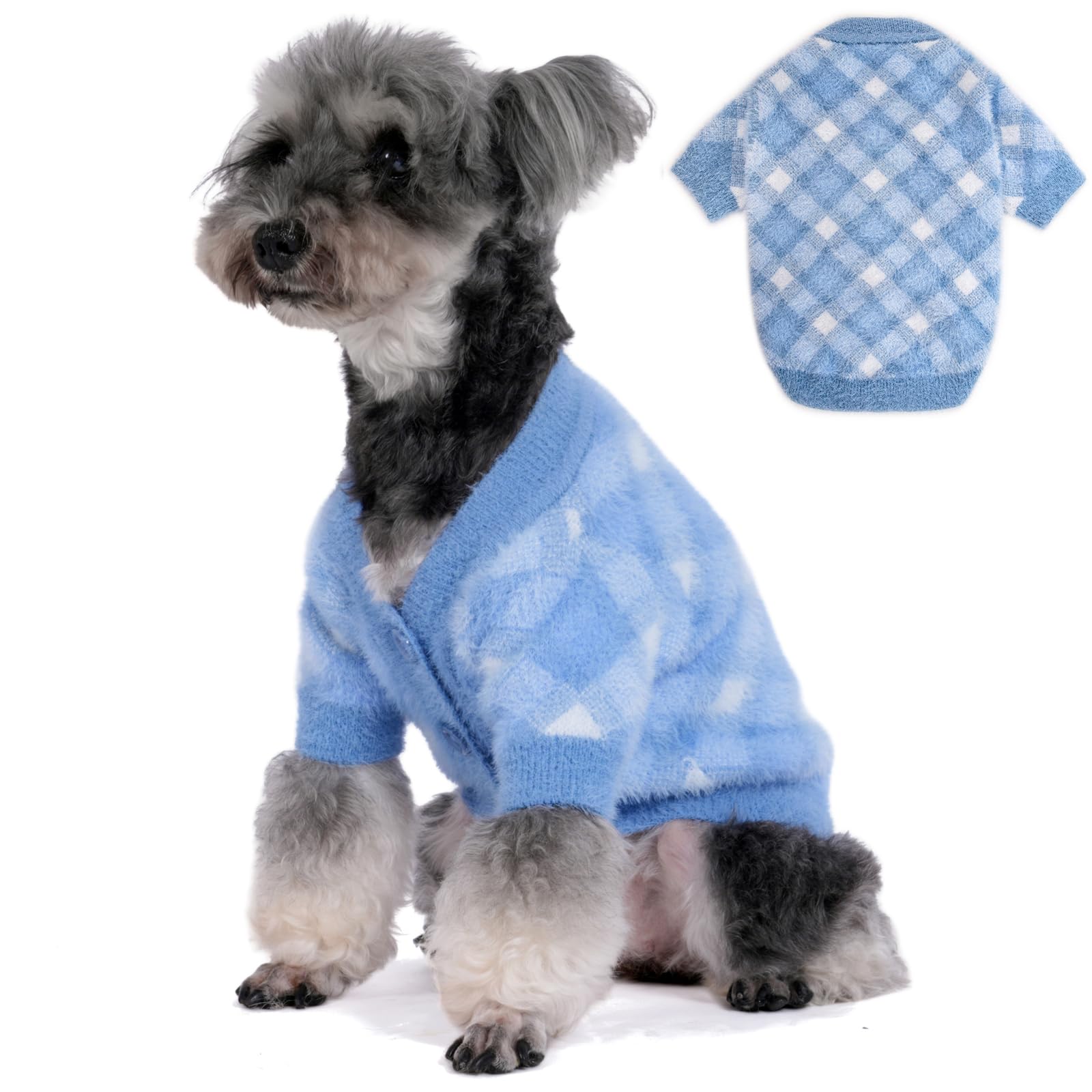 Warm Soft Dog Sweater for Small, Medium & Large Dogs - 2/3 Pack Cozy Pet Clothes for Puppies & Cats - Winter Christmas Dog Shirts for Boys & Girls (Blue, Medium) - Perfect for Cold Weather & Holiday Outfits