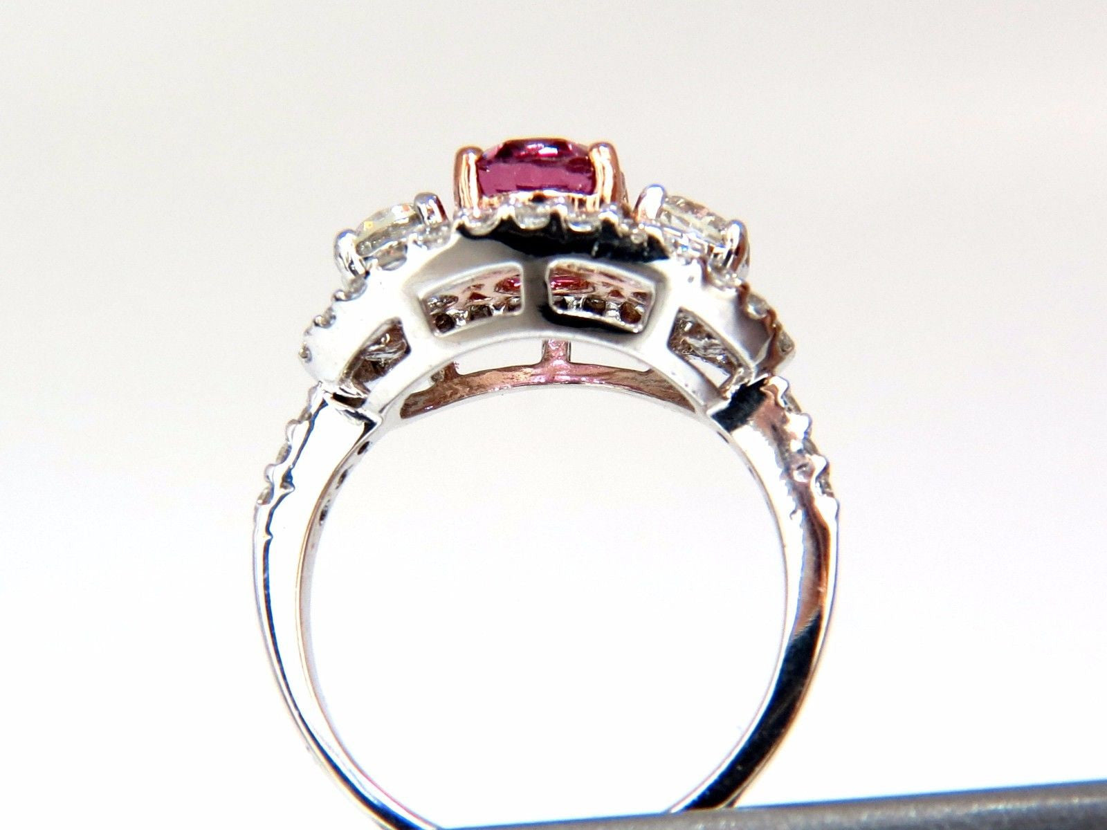 GIA Certified 2.97ct Natural No Heat Vivid Pink Sapphire Ring - Three Stone Wrap Design for Engagement, Anniversary & Special Occasions