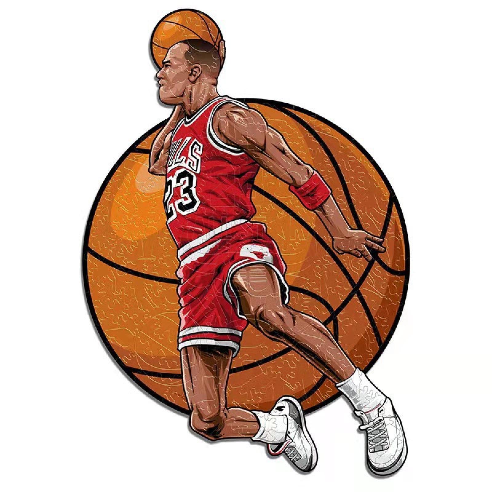 NBA Wooden Basketball Puzzle for Kids - 3D All-Star Puzzle Featuring Jordan & Kobe - Special-Shaped Wooden Jigsaw Toy (A3 Size) - Perfect for Birthday Gifts, Classroom Activities & Basketball Fan Collectibles