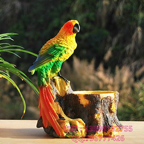 ZAMTAC Mini Resin Flower Pot - European Garden Decor for Succulents & Plants, Cute Parrot Design, Photography Props - Perfect for Home, Office, and Wedding Decorations