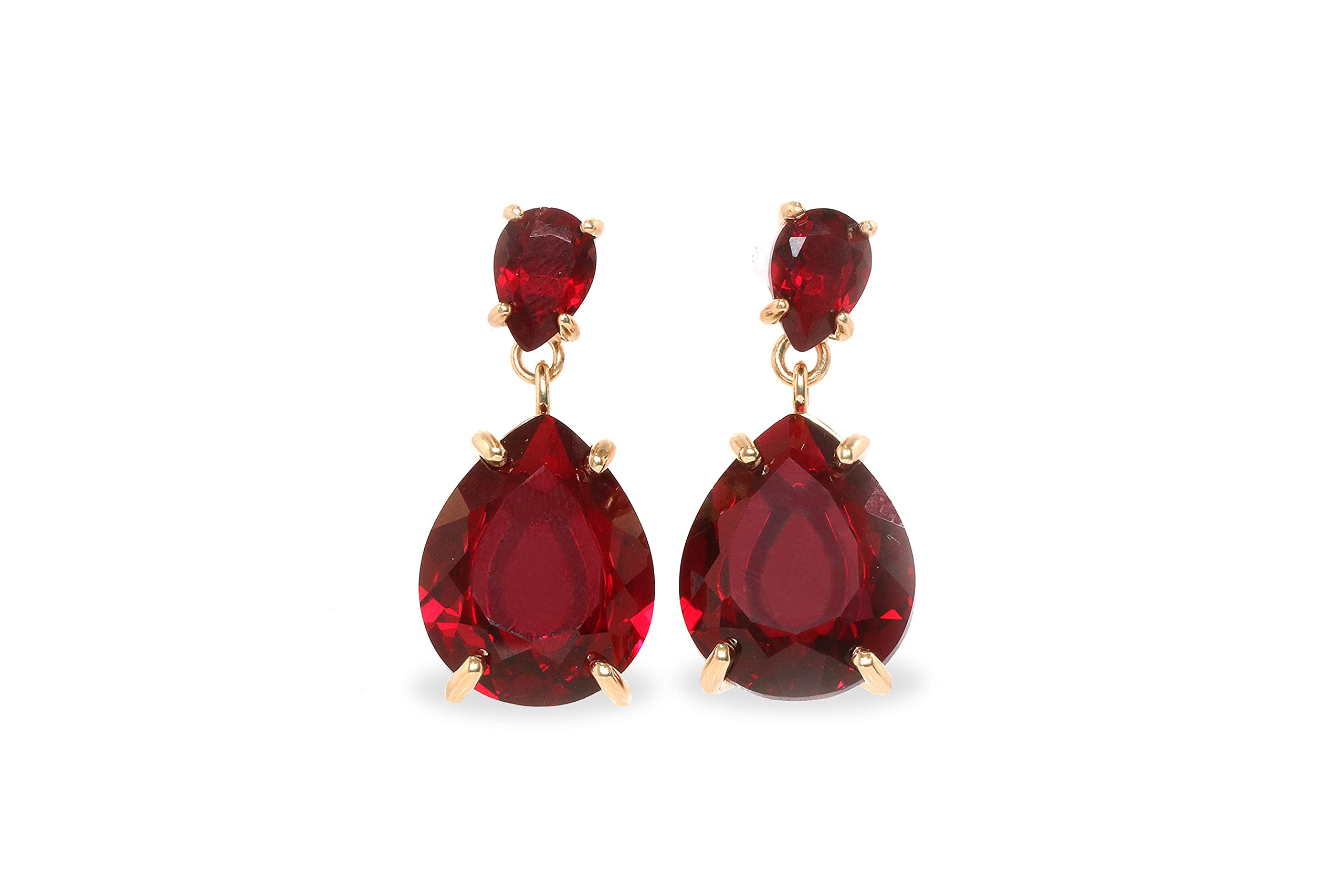 14K Rose Gold Garnet Earrings | Teardrop Semi-Precious Stone Dangle Earrings for Women | Elegant Bridal, Birthstone & Statement Jewelry | Perfect Gift for Wife, Mom, Sister | Ideal for Weddings, Anniversaries & Special Occasions