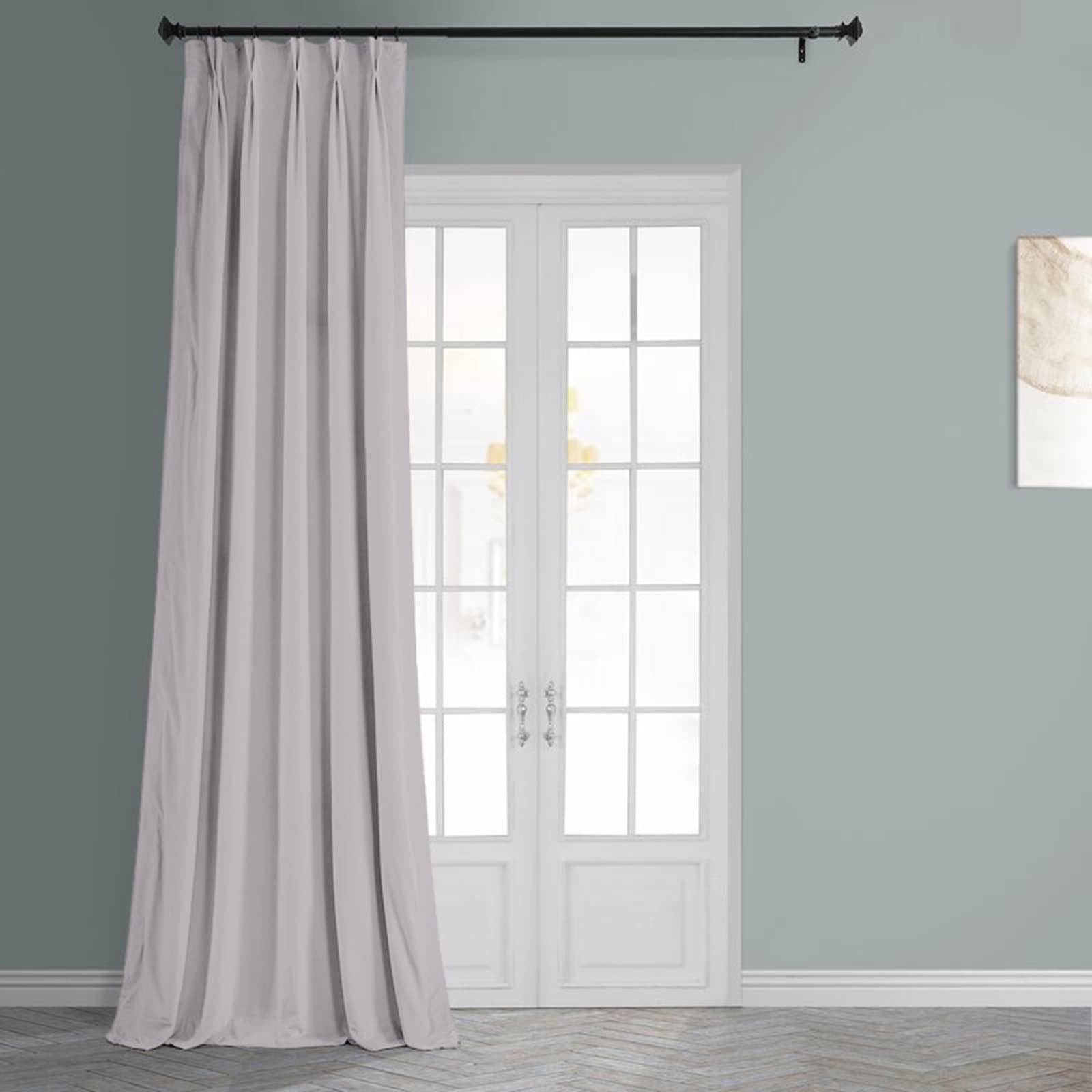 Magic Drapes Double Pinch Pleat Blackout Curtains - 100% Polyester Thermal Insulated Room Darkening Spill Proof Machine Washable Window Panels (Custom Size, Light Grey) - Perfect for Bedrooms, Home Theaters & Nursery Rooms