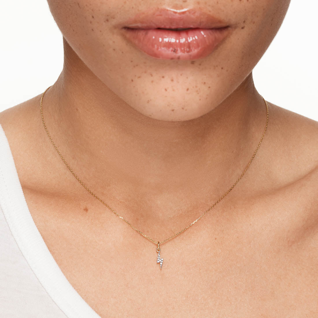 10k Gold Diamond Lightning Bolt Necklace - Elegant Jewelry Gift for Women, Perfect for Parties, Weddings & Everyday Wear
