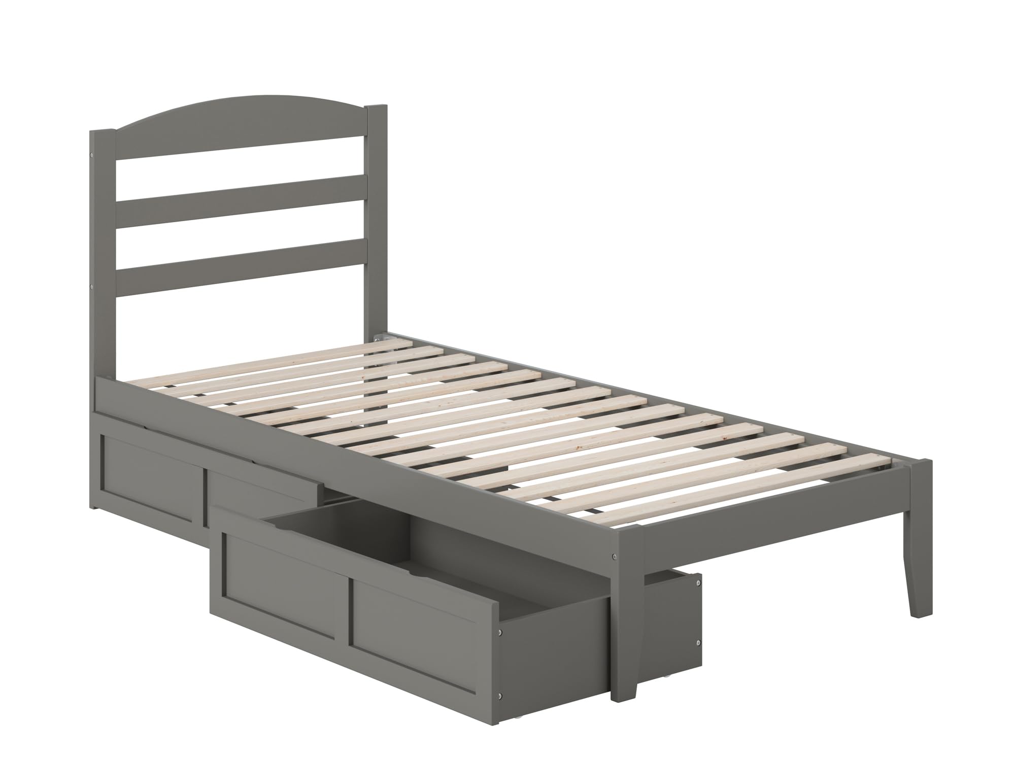 AFI Warren Twin XL Platform Bed Frame with 2 Storage Drawers & Built-in USB Charger - Space Saving Grey Bed for Small Rooms, Dorm & Guest Bedroom