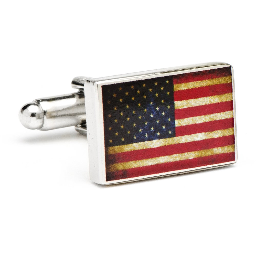 Vintage USA Flag Cufflinks for Men - Patriotic American Eagle Design Stainless Steel Dress Shirt Accessories - Perfect for Weddings, Business Meetings & Formal Events
