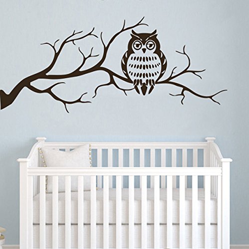 Owl on Branch Wall Decal - Premium Vinyl Sticker for Nursery, Kids Room & Playroom Decor - Easy Peel & Stick Wall Art (6015) - Perfect for Baby Rooms, Bedrooms & Classroom Decorations
