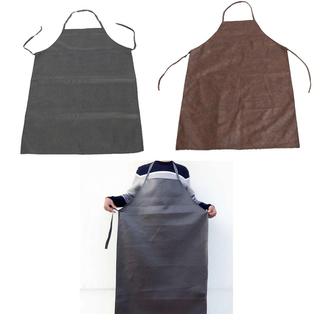 CALANDIS® Waterproof PU Apron for Cooking, Baking & Lab Work - Heavy Duty Kitchen Apron Dress for Home & Professional Use - Brown (Ideal for Chefs, BBQ, Gardening & Science Experiments)
