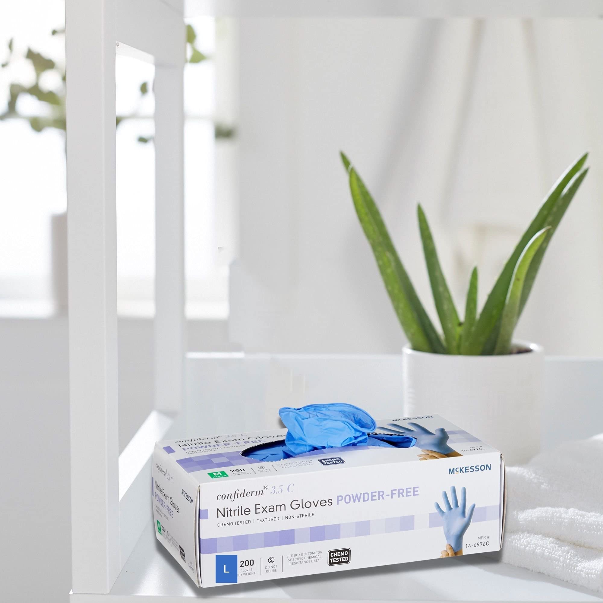 McKesson Confiderm 3.5C Nitrile Exam Gloves - Powder-Free, Latex-Free, Ambidextrous, Non-Sterile - Ideal for Medical, Dental, Tattoo & Food Handling Safety