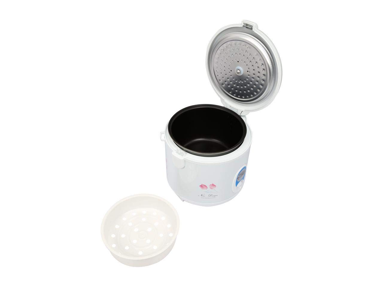 TRC-04 5-Cup Rice Cooker with Steam Basket - Cool Touch Exterior, Automatic Keep Warm Function - Perfect for Small Kitchens, Dorms & Office Lunch Prep (White)