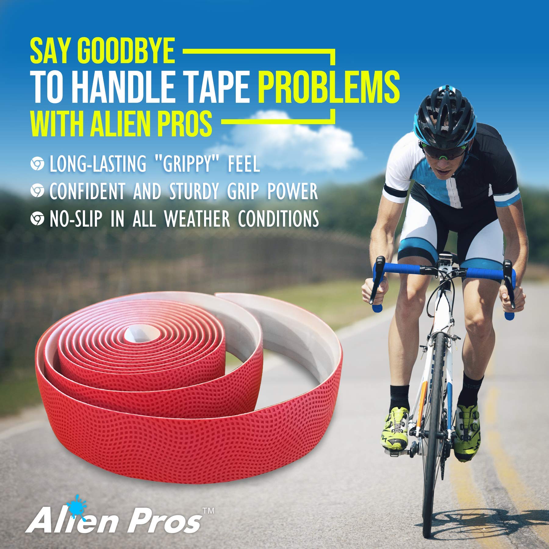 Premium PU Bike Handlebar Tape (2-Pack) - Black, Red, White, Pink, Blue - Non-Slip Cycling Grip for Enhanced Comfort & Control - Perfect for Road Bikes, Mountain Bikes & Commuting