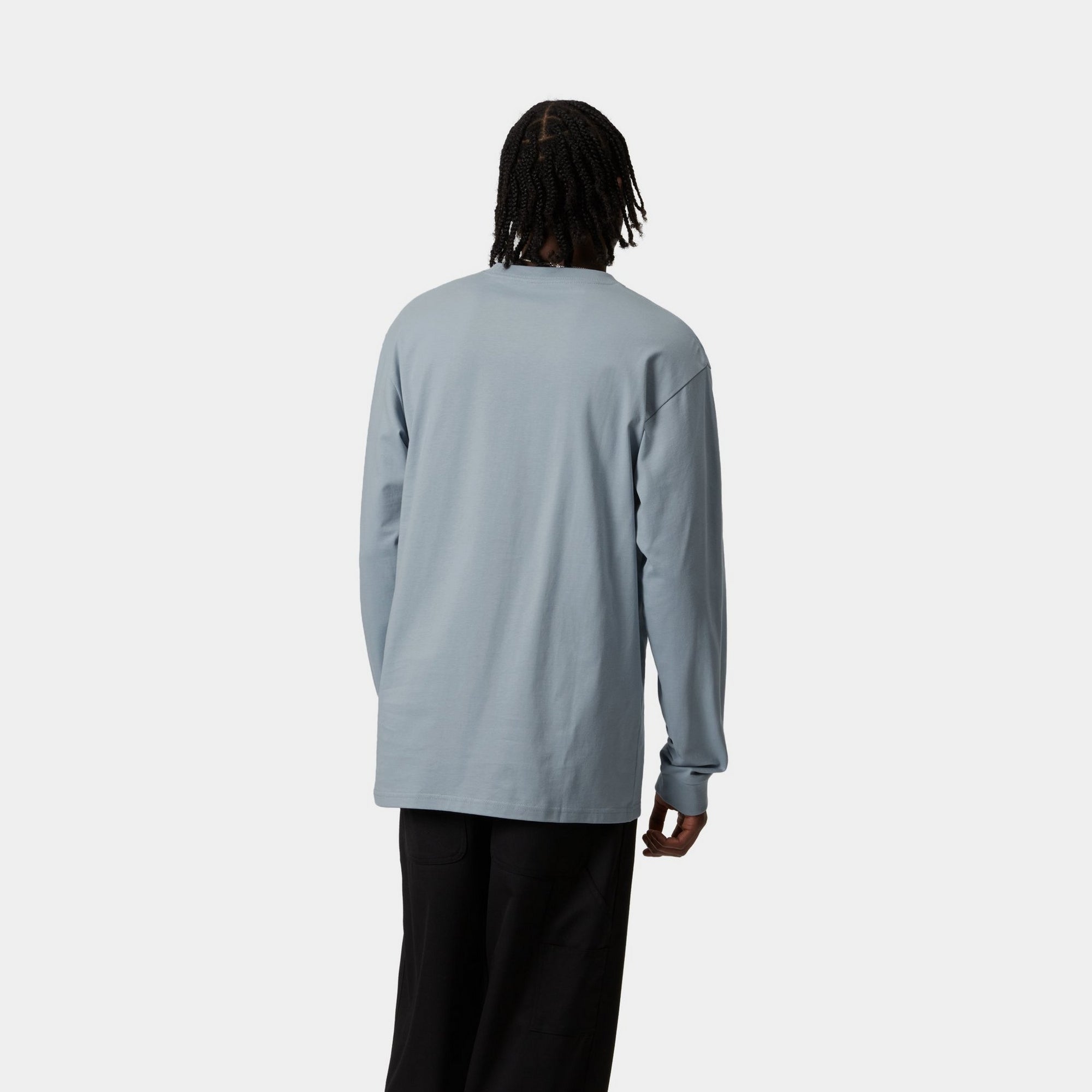 Chase Long Sleeve T-Shirt for Men - Soft Cotton Crewneck Shirt in Frosted Blue | Casual Wear, Layering & Everyday Comfort