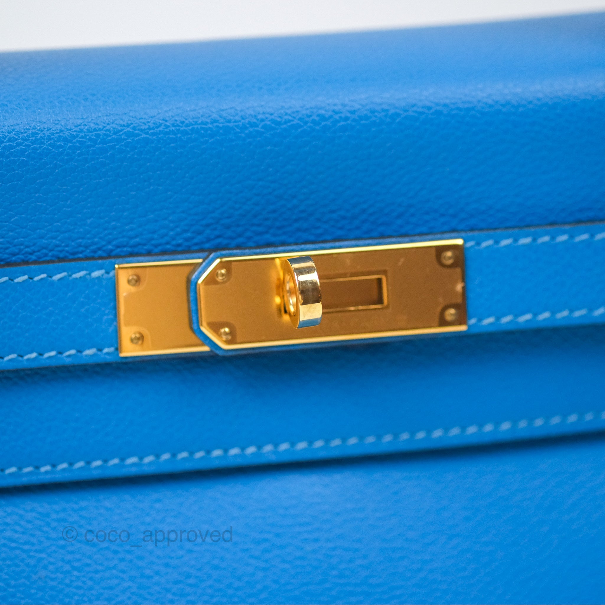 Authentic Hermès Retourne Kelly 28 Handbag in Blue Evercolor Leather with Gold Hardware - Luxury Designer Bag for Women, Perfect for Work, Travel & Special Occasions