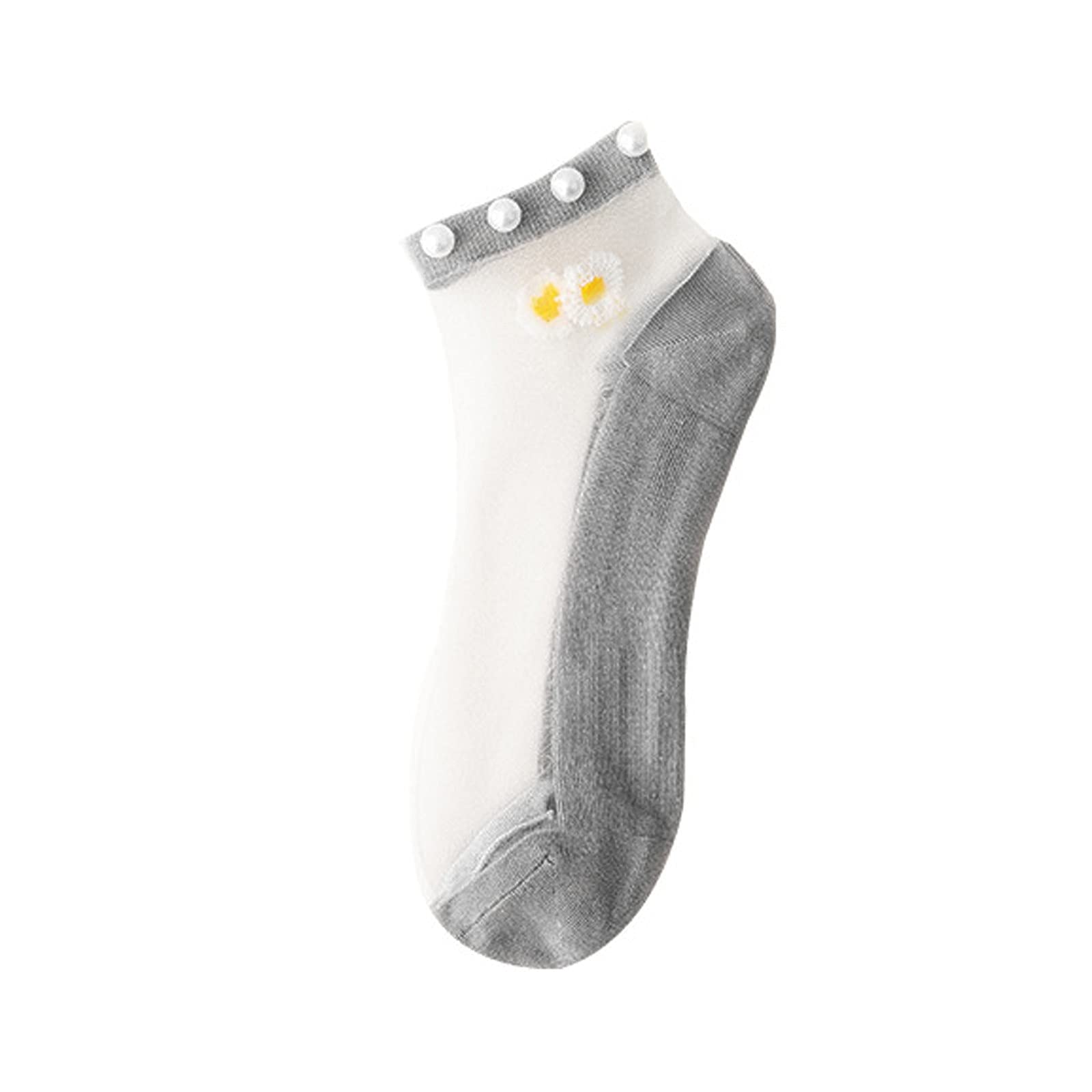 Breathable Daisy Spliced Cute Beaded Mesh Ankle Socks for Women - 10-Pack Black Footie Socks for Casual Wear, Daily Outfits & Fashion Accessories