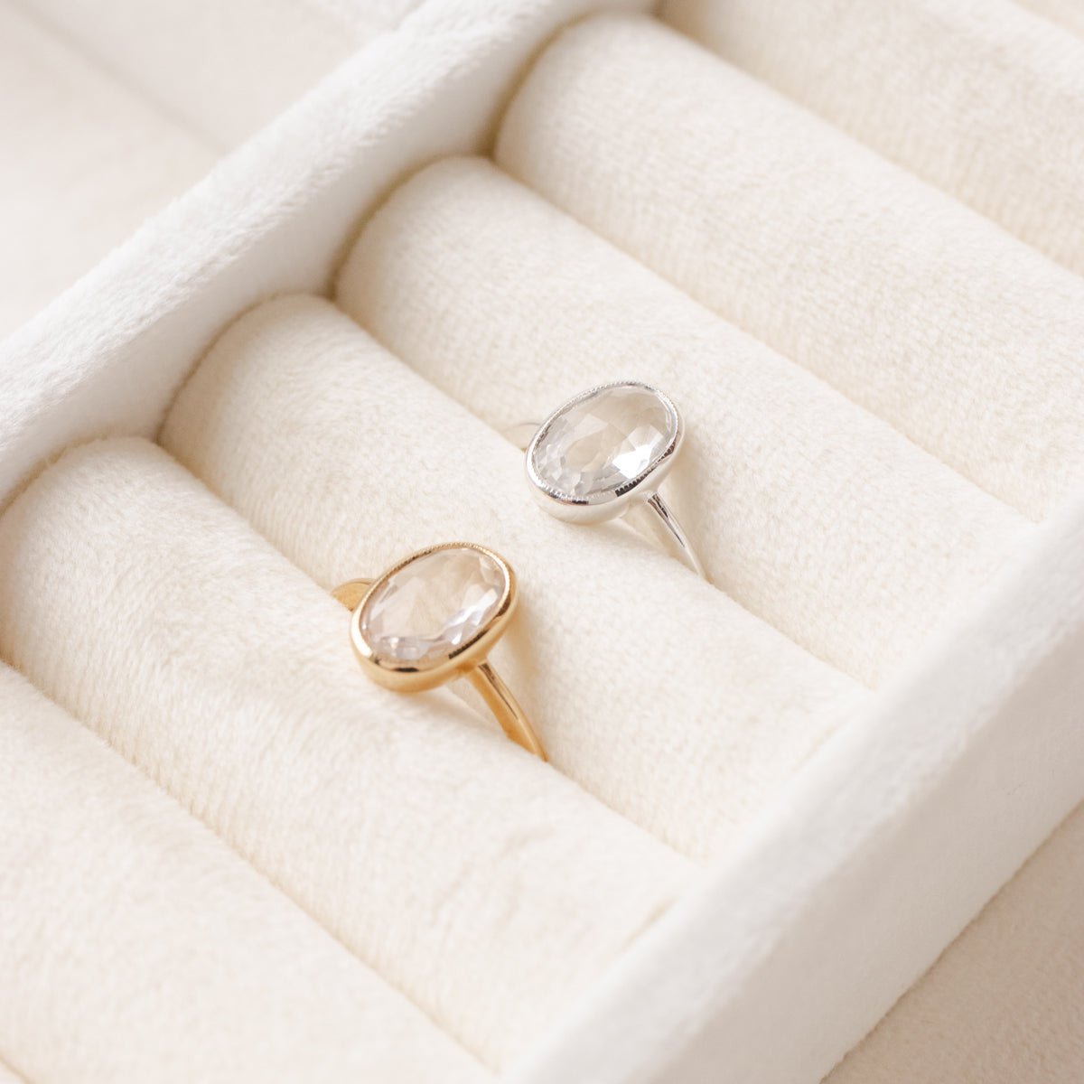 FRAICHE VINTAGE PEGGY RING - 14K Gold Plated White Topaz Statement Ring for Women | Elegant Jewelry Gift for Birthday, Anniversary & Special Occasions