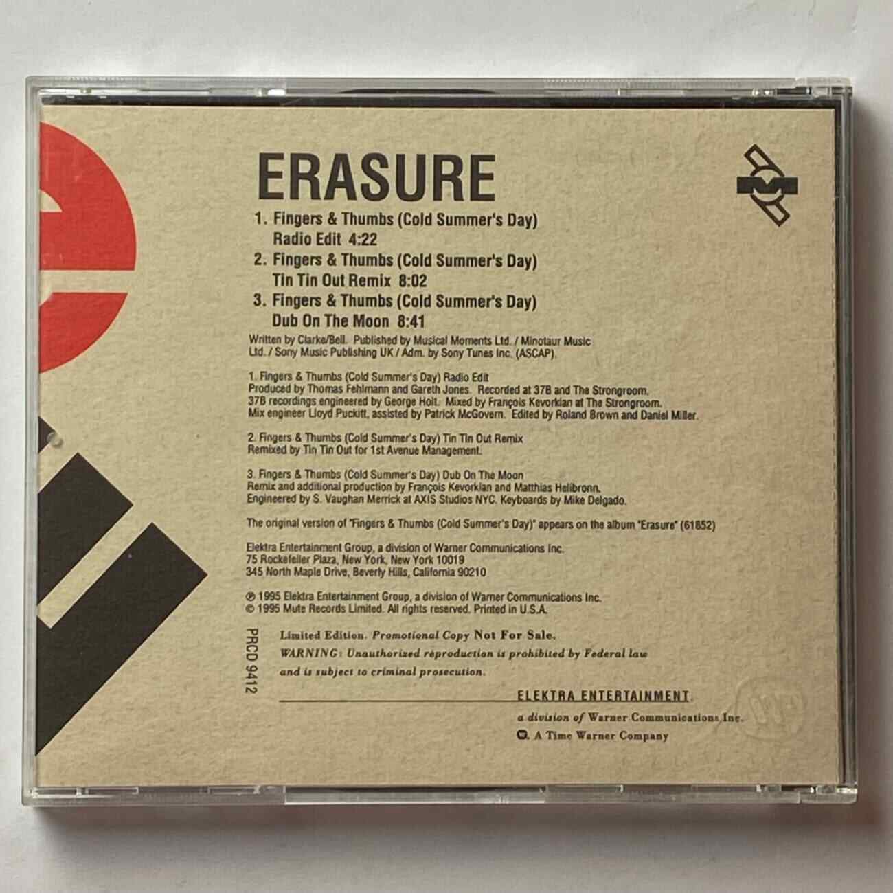 Erasure Fingers & Thumbs CD Single 1995 Promo - Limited Edition Collectible Music CD for Vinyl Enthusiasts & 90s Music Lovers - Perfect for Home Listening, DJ Sets & Retro Music Collections