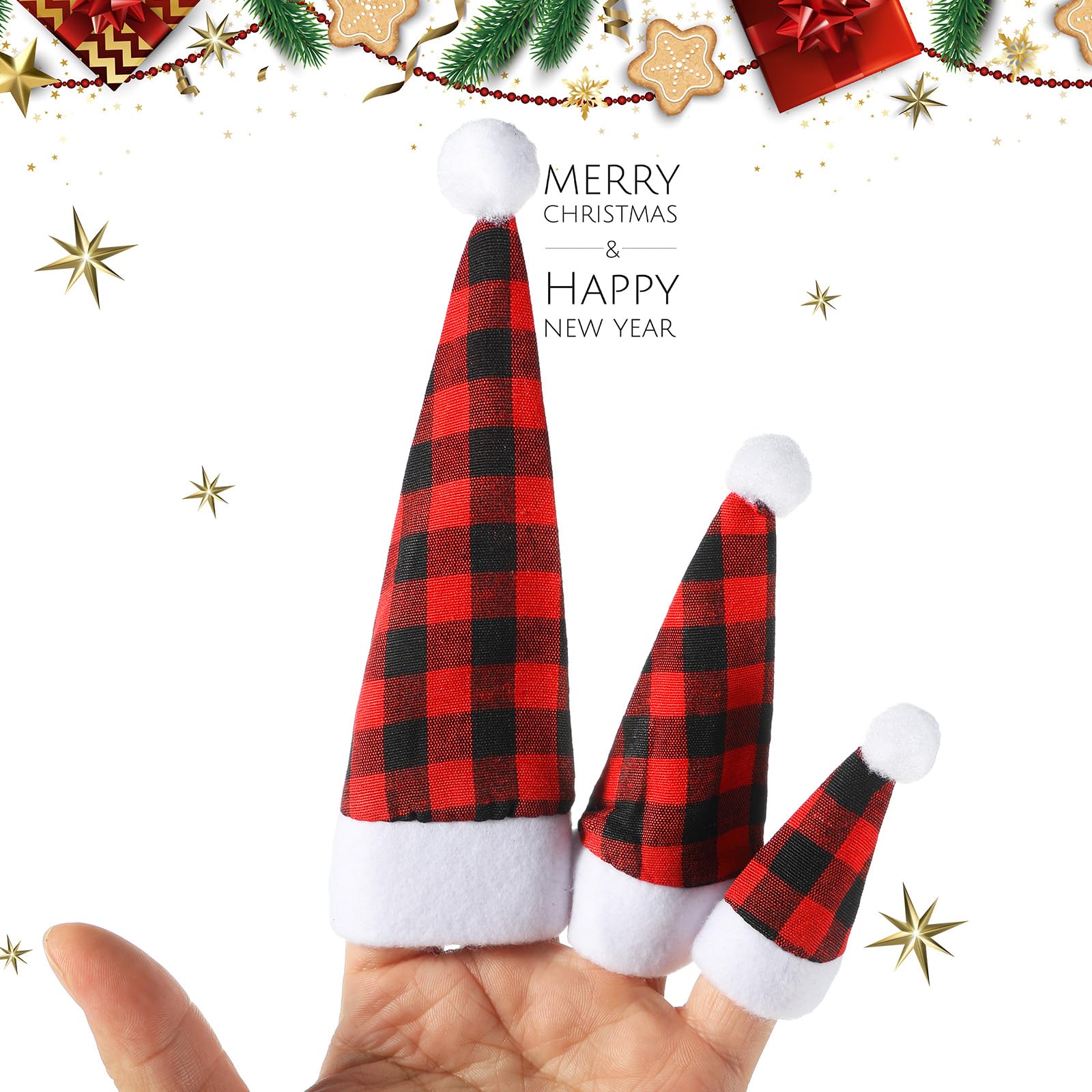 48 Pieces Mini Santa Hats for Christmas Crafts - Tiny Xmas Hats for Lollipop Toppers, DIY Holiday Decorations, Party Favors & Festive Gift Wrapping (Perfect for Christmas Trees, Cookies, Cupcakes & Small Gifts)