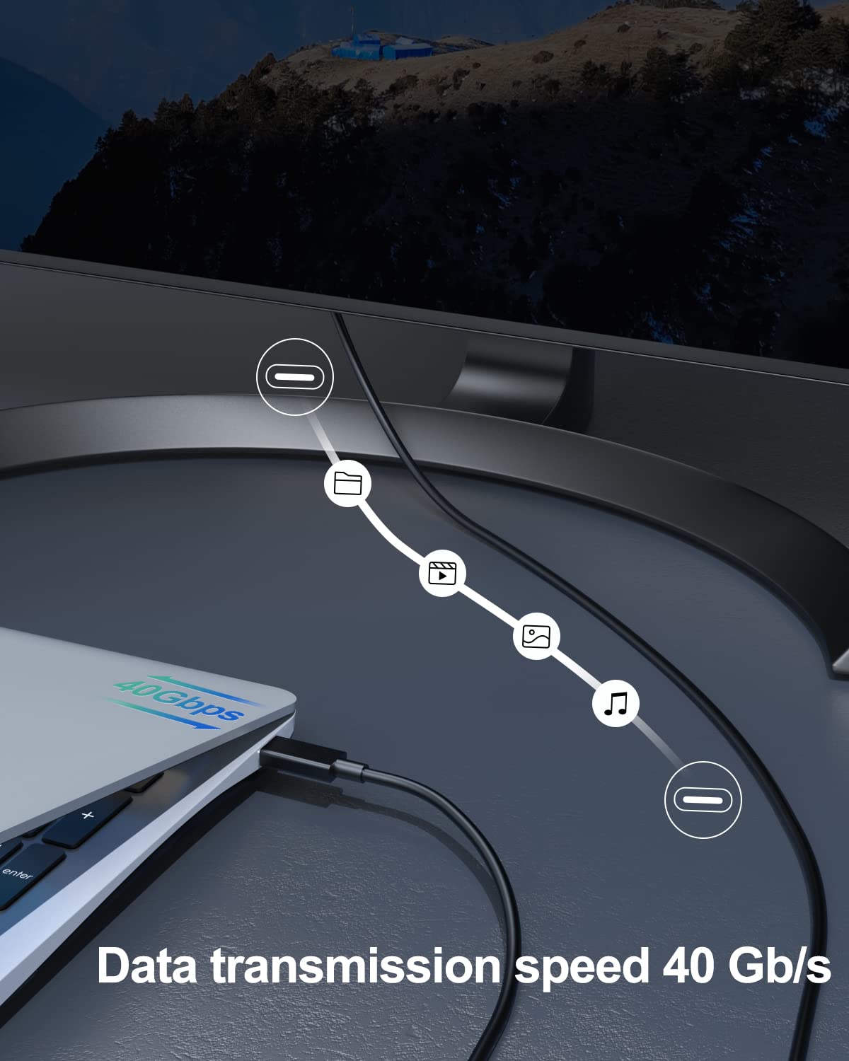 Superer 6.6Ft USB 4 Cable - 40Gbps High-Speed USB C to USB C Cable for 4K/8K Video Display, 100W Fast Charging - Compatible with MacBook Pro, Dell XPS, iPad Pro, Samsung Galaxy - Perfect for Home Office, Gaming & Travel Charging