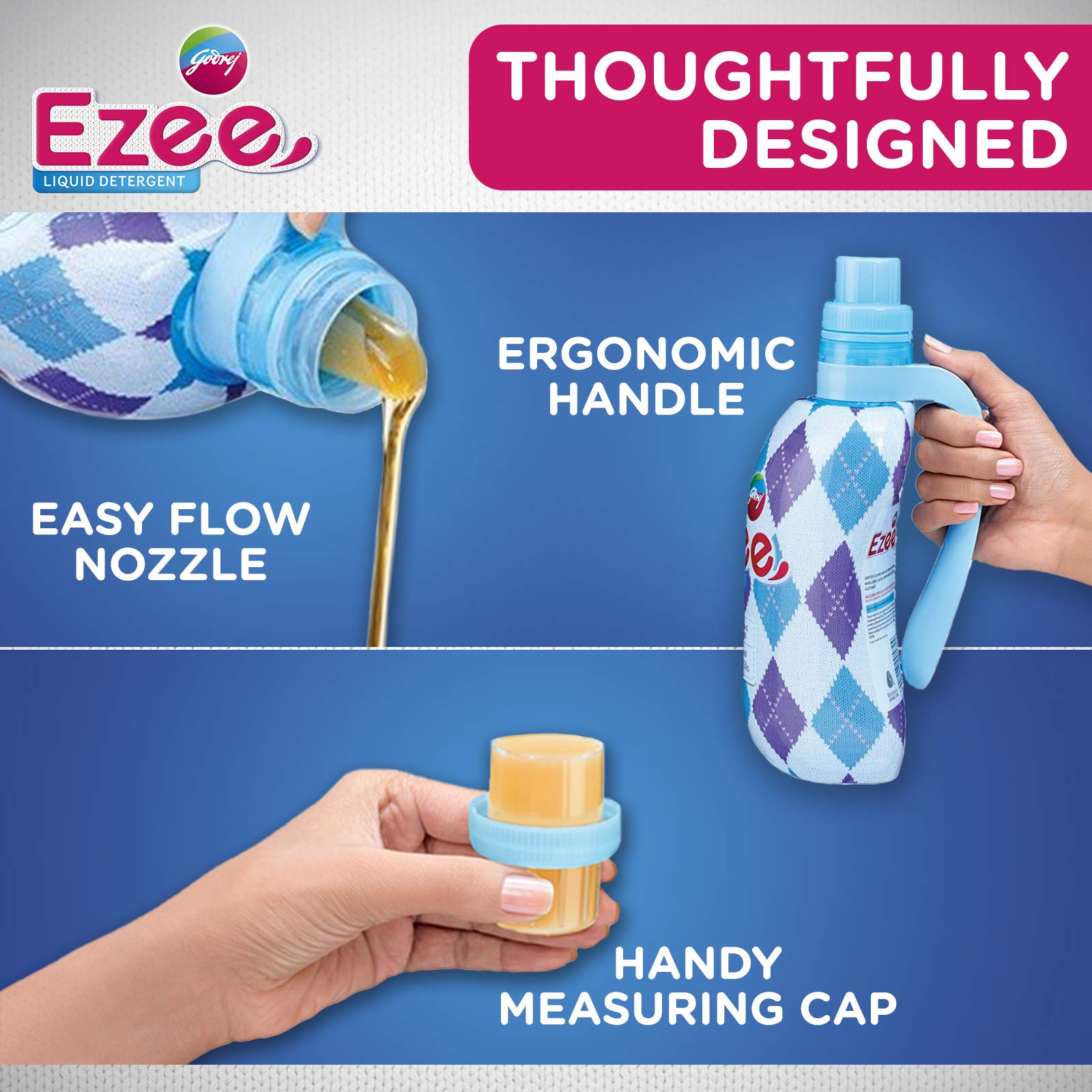 Godrej Ezee Liquid Laundry Detergent - 500g | Gentle on Clothes & Skin | Perfect for Hand Wash & Machine Wash | Ideal for Delicates, Baby Clothes & Everyday Laundry