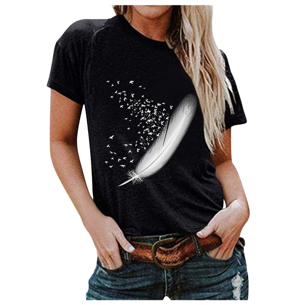 Women's Loose Fit Short Sleeve Tunic Tops - Casual Summer Blouses & Tank T-Shirts for Everyday Wear, Work, and Vacation Outfits