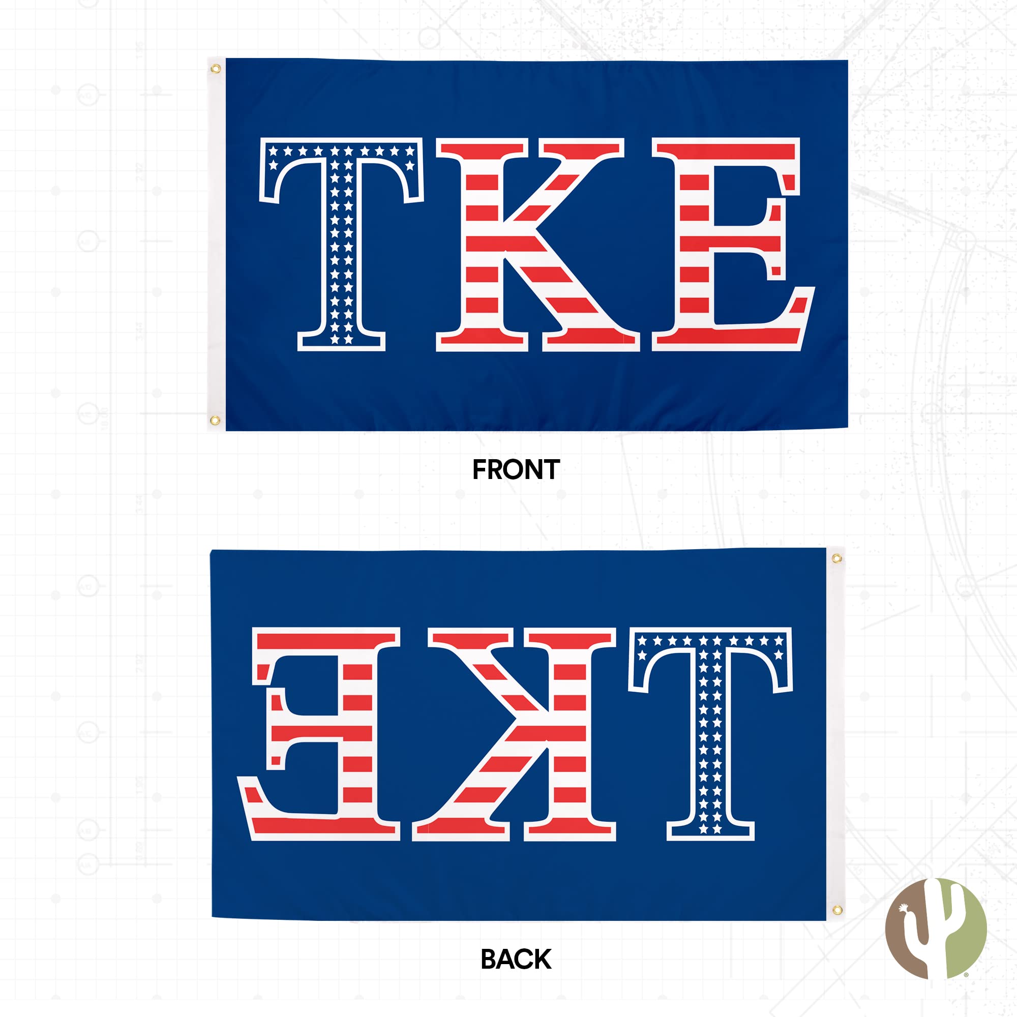 Tau Kappa Epsilon (TKE) Fraternity Flag - 3x5 Feet Desert Cactus Design with USA Pattern | Durable Polyester Banner for College Greek Life, Dorm Decor & Tailgate Parties
