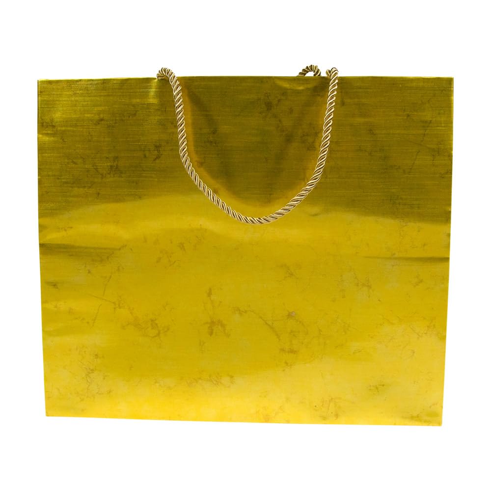 Elegant Caspari Antique Gold Large Gift Bags - Set of 2 Premium Luxury Gift Bags for Weddings, Birthdays & Special Occasions