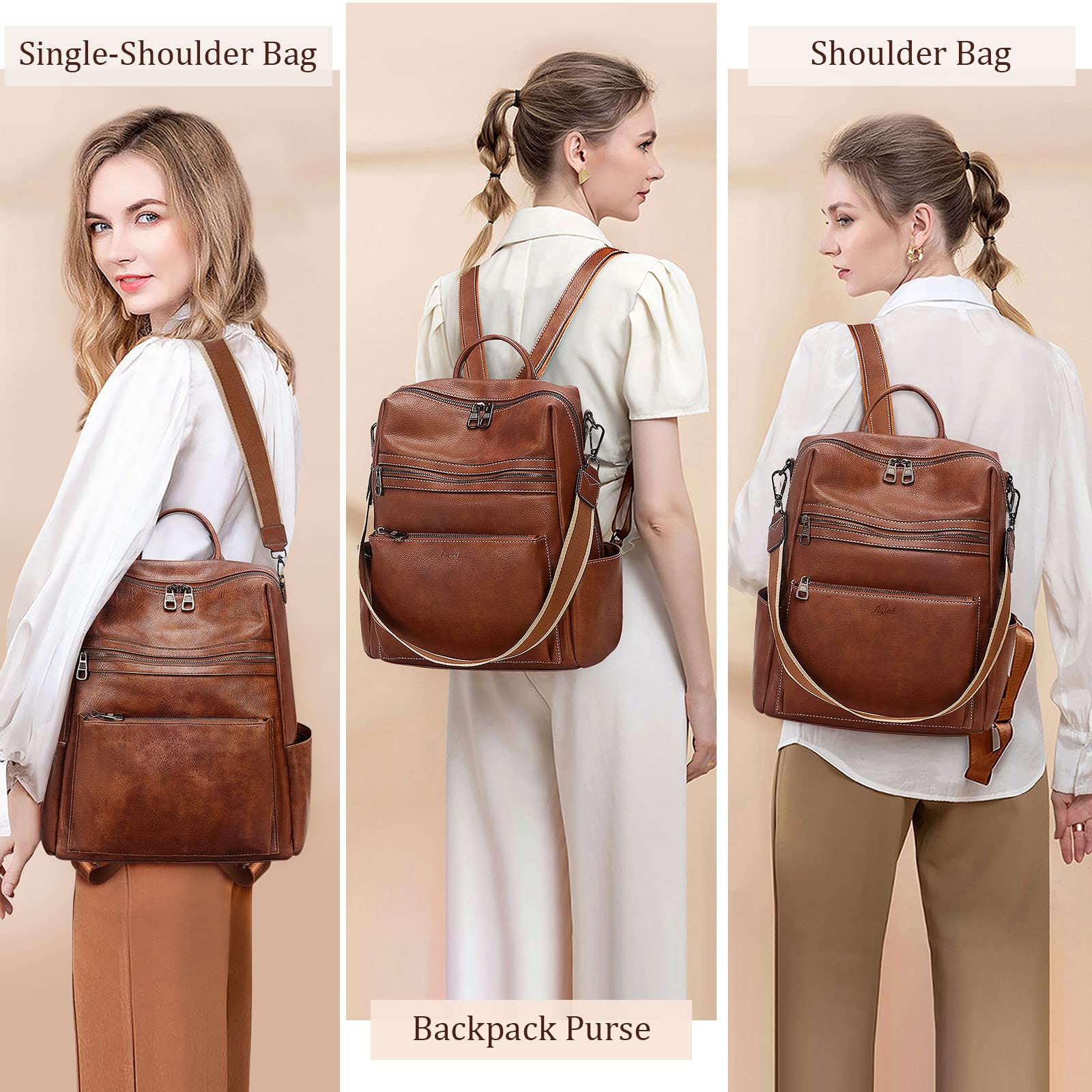 Stylish Faux Leather Backpack Purse for Women - Designer Shoulder Bag for Work, Travel & Everyday Use | Durable & Fashionable Handbag for Commuting, Shopping & Outdoor Activities