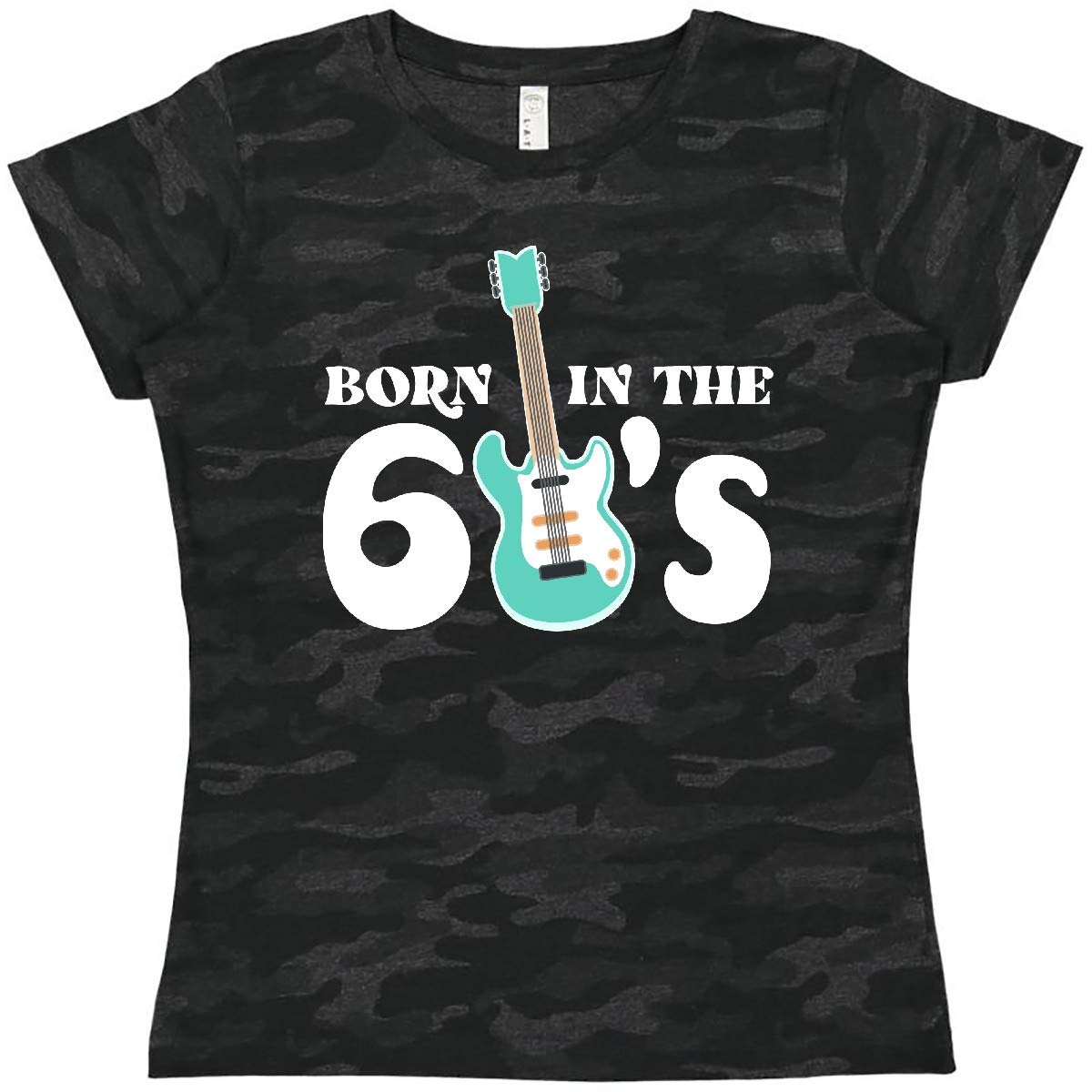Inktastic Vintage 1960s Blue Electric Guitar Graphic Women's T-Shirt - Retro Music Lover Gift for Concerts & Casual Wear