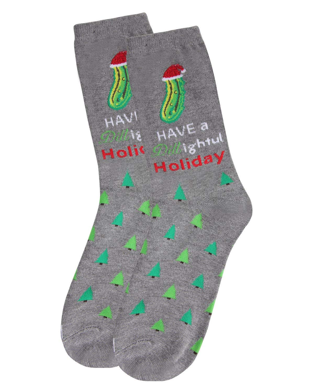 MeMoi Women's Holiday Crew Socks - Festive Christmas Knit Socks with Dill Pattern - Cozy Gift for Her - Perfect for Winter, Christmas Parties & Home Decor