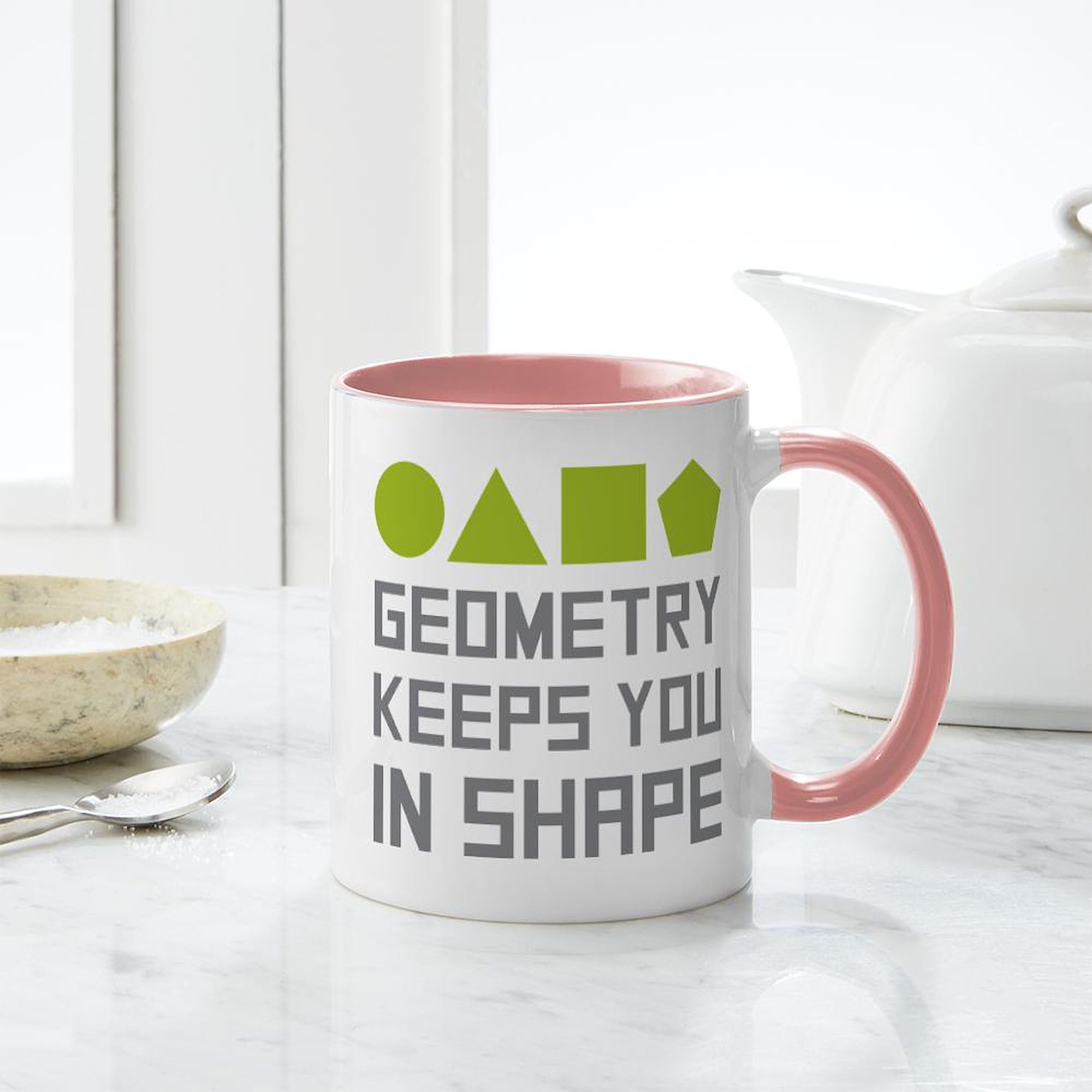 Geometry Shapes Ceramic Coffee Mug 11 oz (325 ml) - Perfect for Math Teachers, Students & Office Use