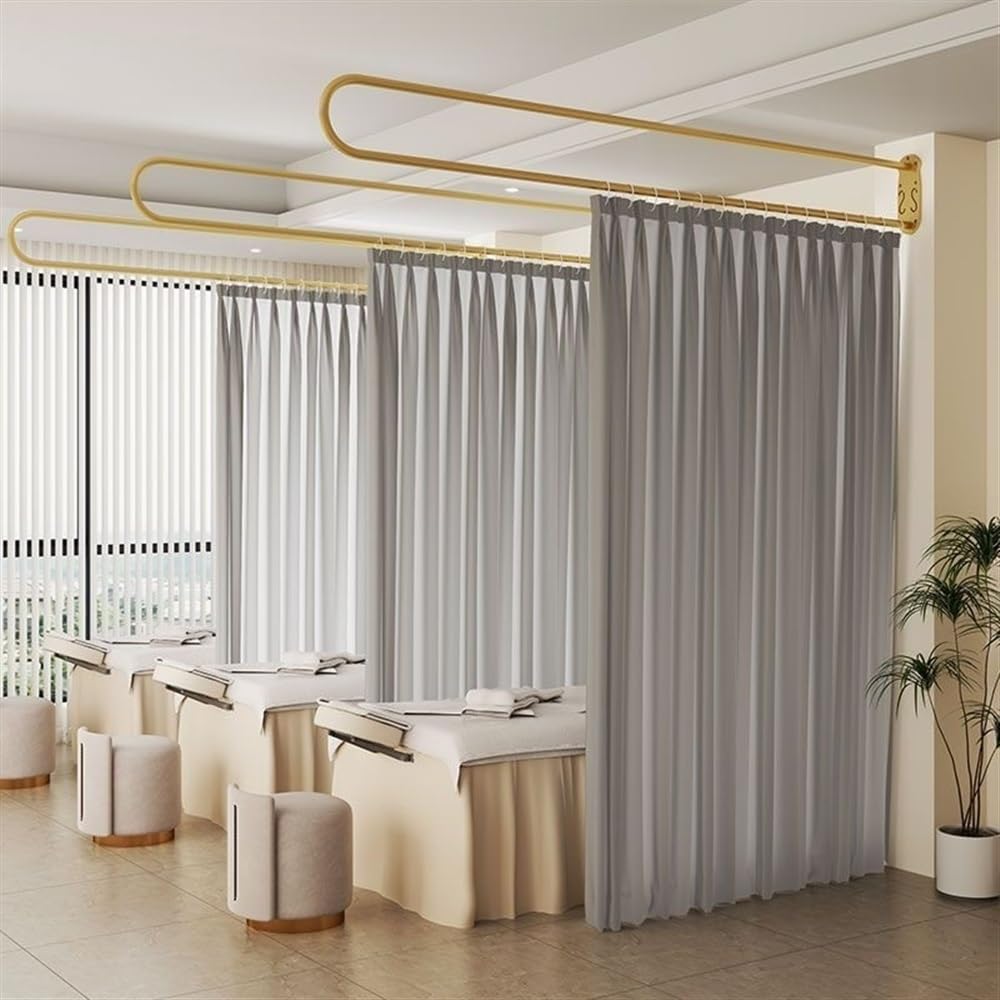 Room Divider Curtains - Blackout Privacy Curtains for Bedroom, Closet, Balcony & Medical Spaces | Ceiling Mount Curtain Track Included | Perfect for Apartments, Fitting Rooms & Beauty Salons (Dark Gray)