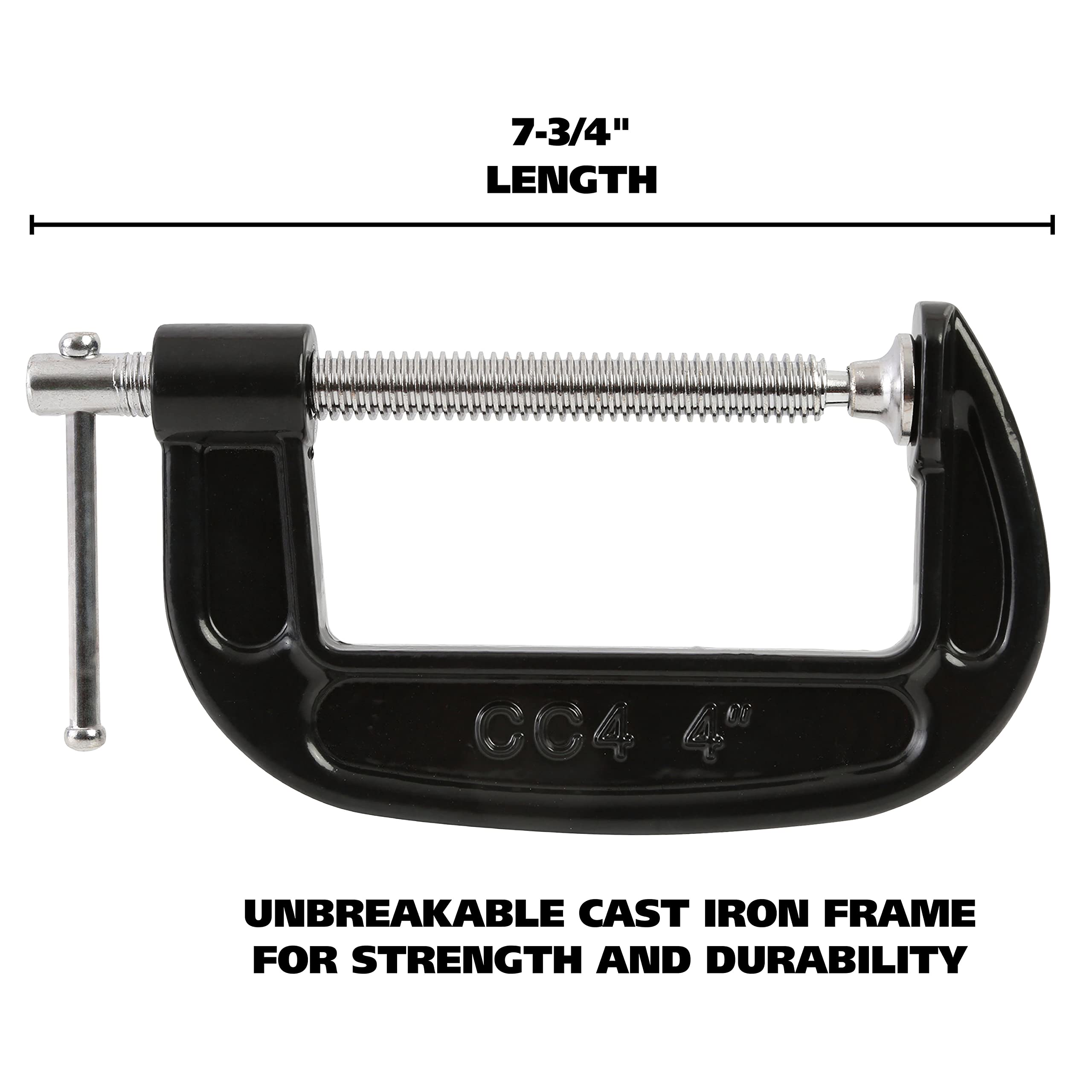 GreatNeck CC4 4-Inch C-Clamp for Woodworking & Auto Repair - Heavy Duty Welding & Home Improvement Tool